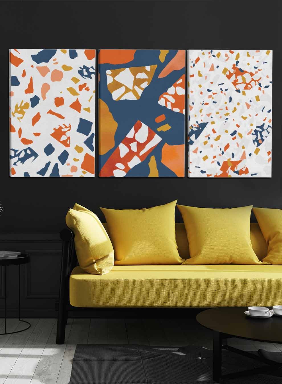 Terrazzo Pattern Paintings(set of 3) Paintings & Pictures| LOWHA