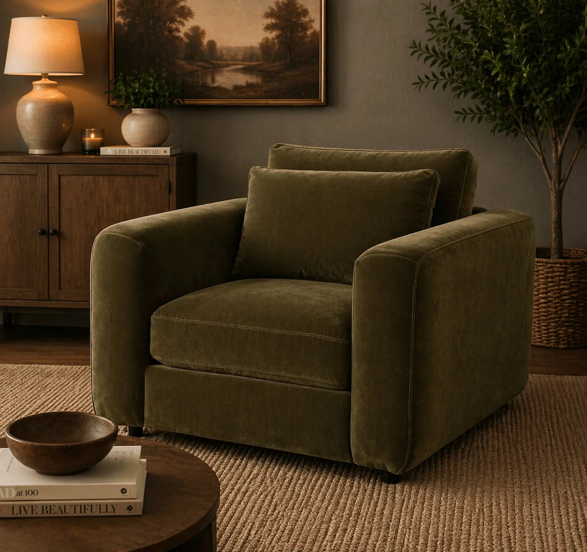 Terrona Arm Chair - Olive