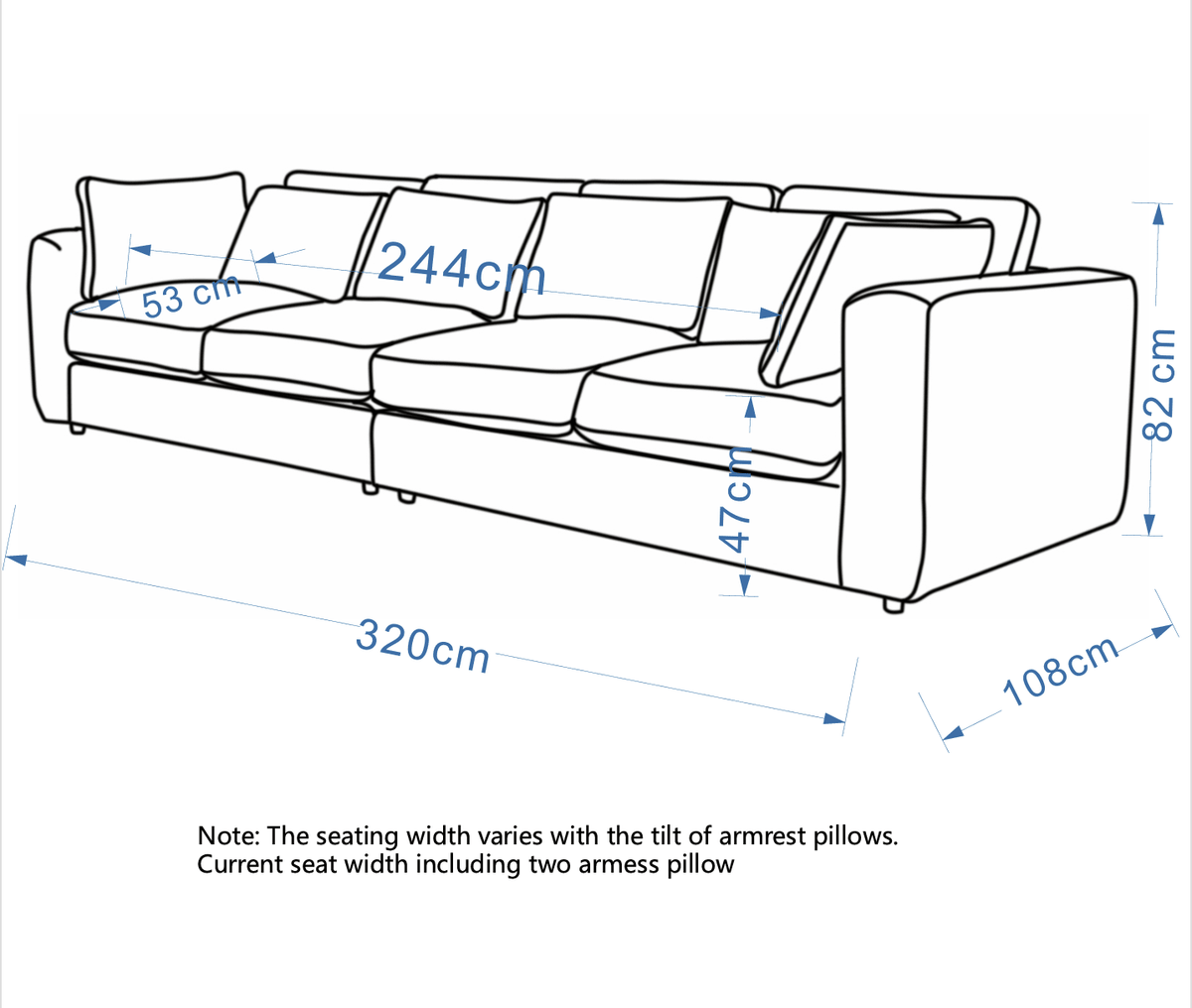 Terrona Rust Sofa 320cm - Gray