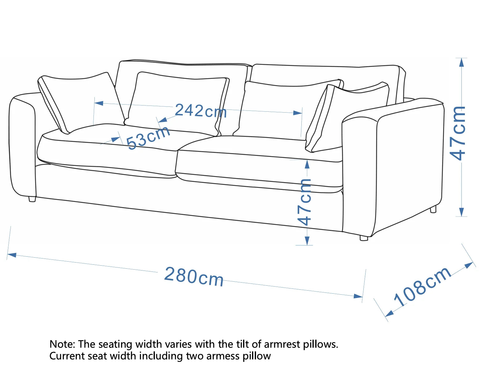 Terrona Rust Sofa 280cm - Gray