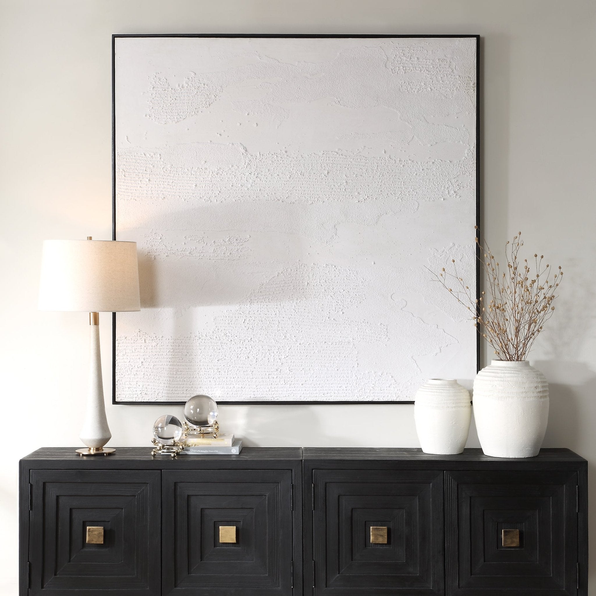 TEXTURED WHITE Hand Painted Canvas Wall Art| Uttermost