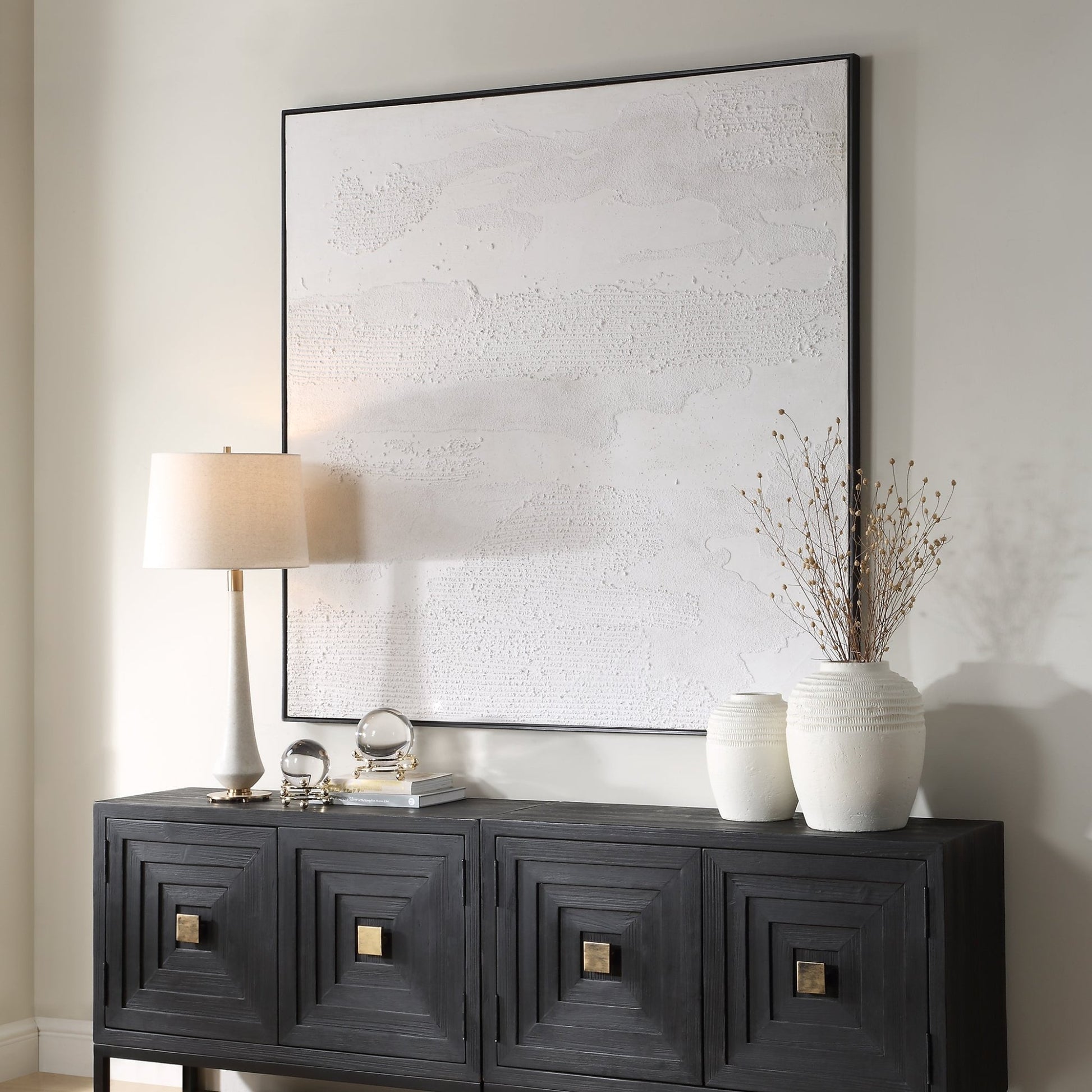 TEXTURED WHITE Hand Painted Canvas Wall Art| Uttermost