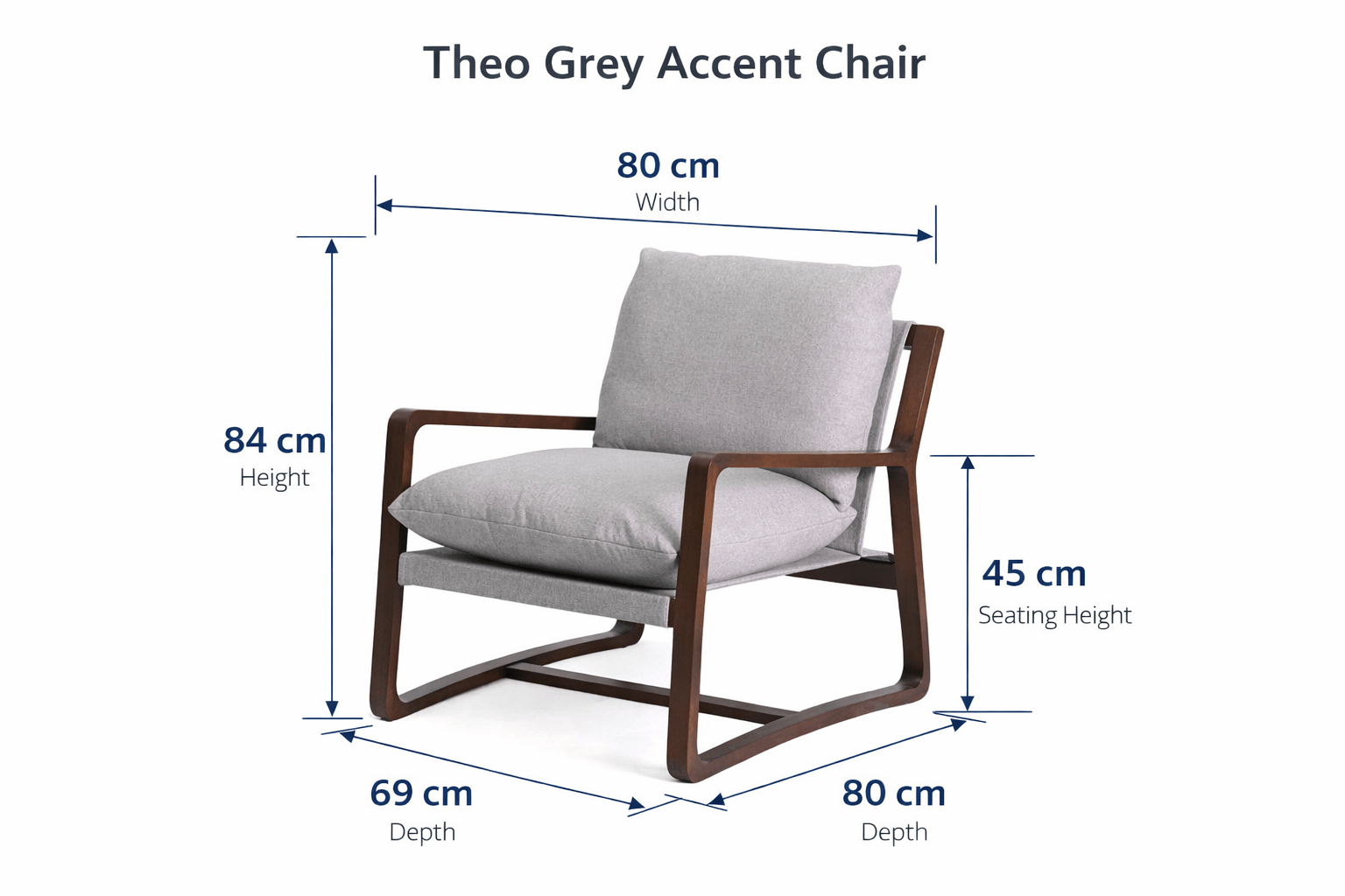 Theo Grey Accent Chair Chairs| Roots Furniture