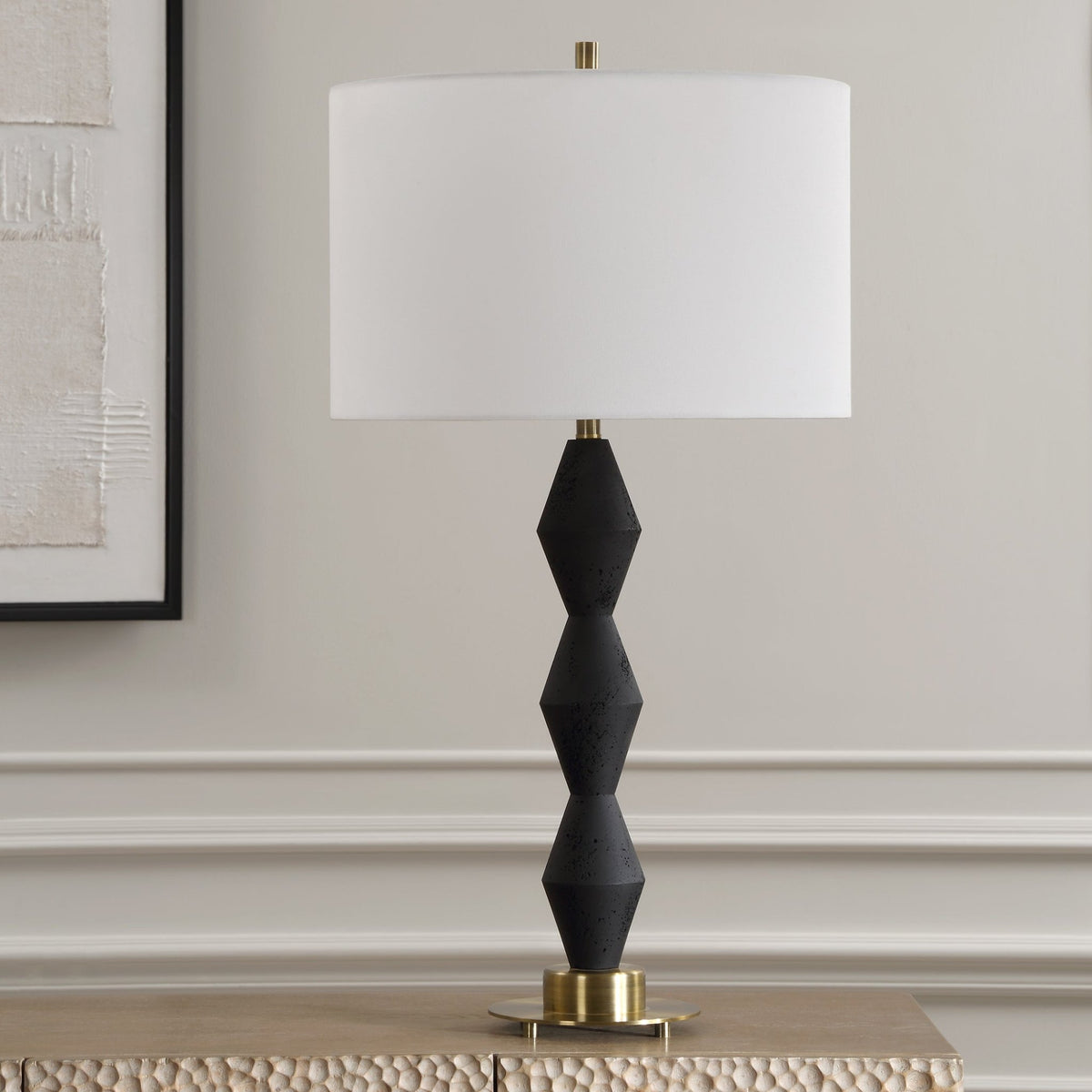 Threefold Black Stone Table Lamp Table Lamps| Uttermost