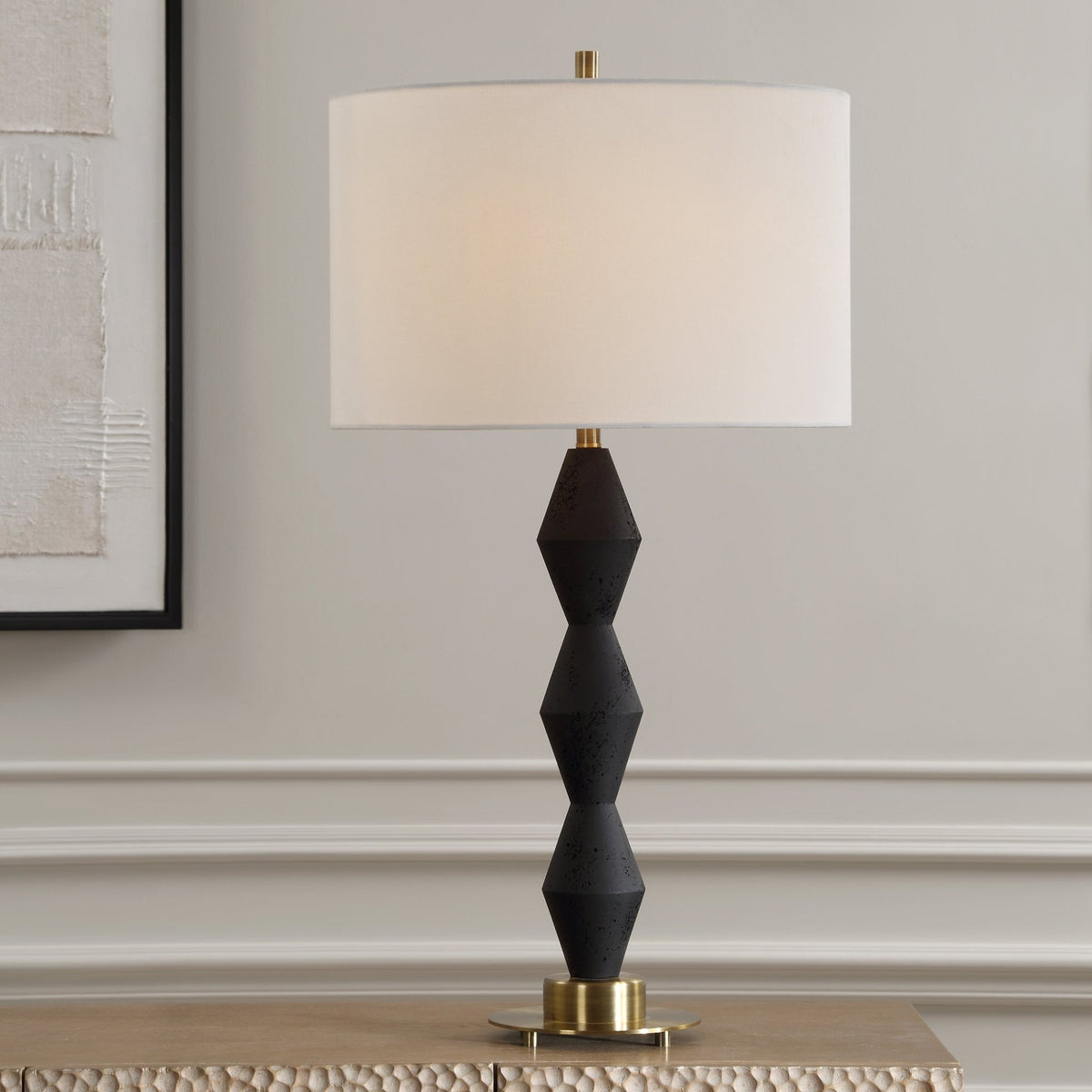 Threefold Black Stone Table Lamp Table Lamps| Uttermost