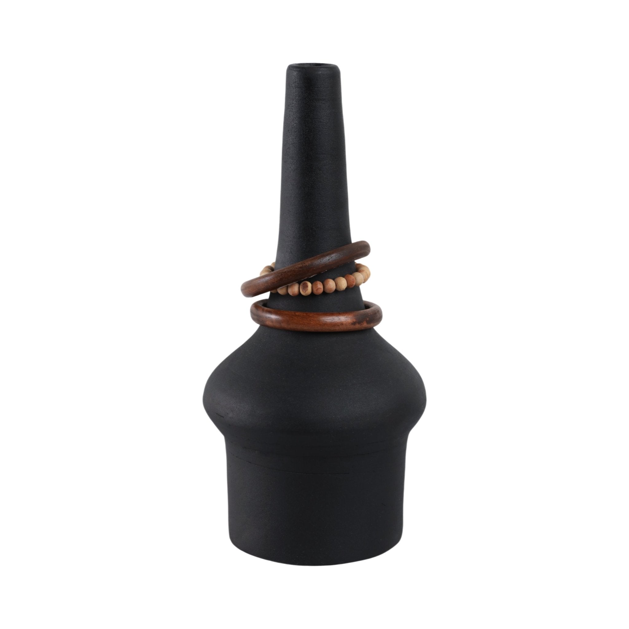 Tiago Vase With Wood Beads, Blk Vases and Jars| Sagebrook Home