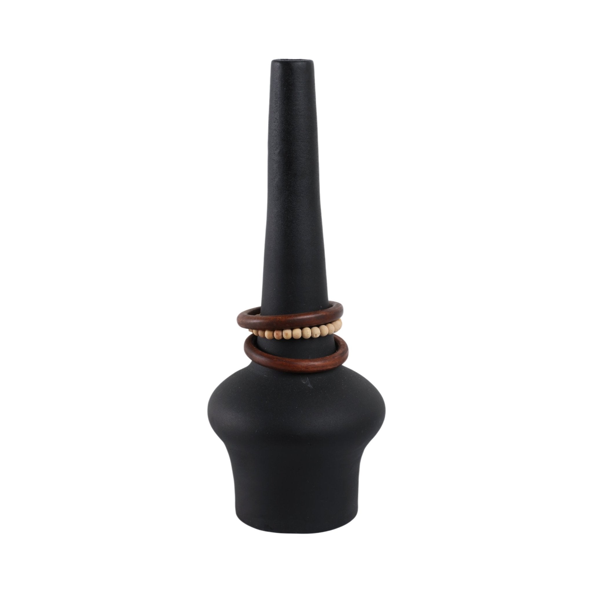 Tiago Vase With Wood Beads, Blk Vases and Jars| Sagebrook Home