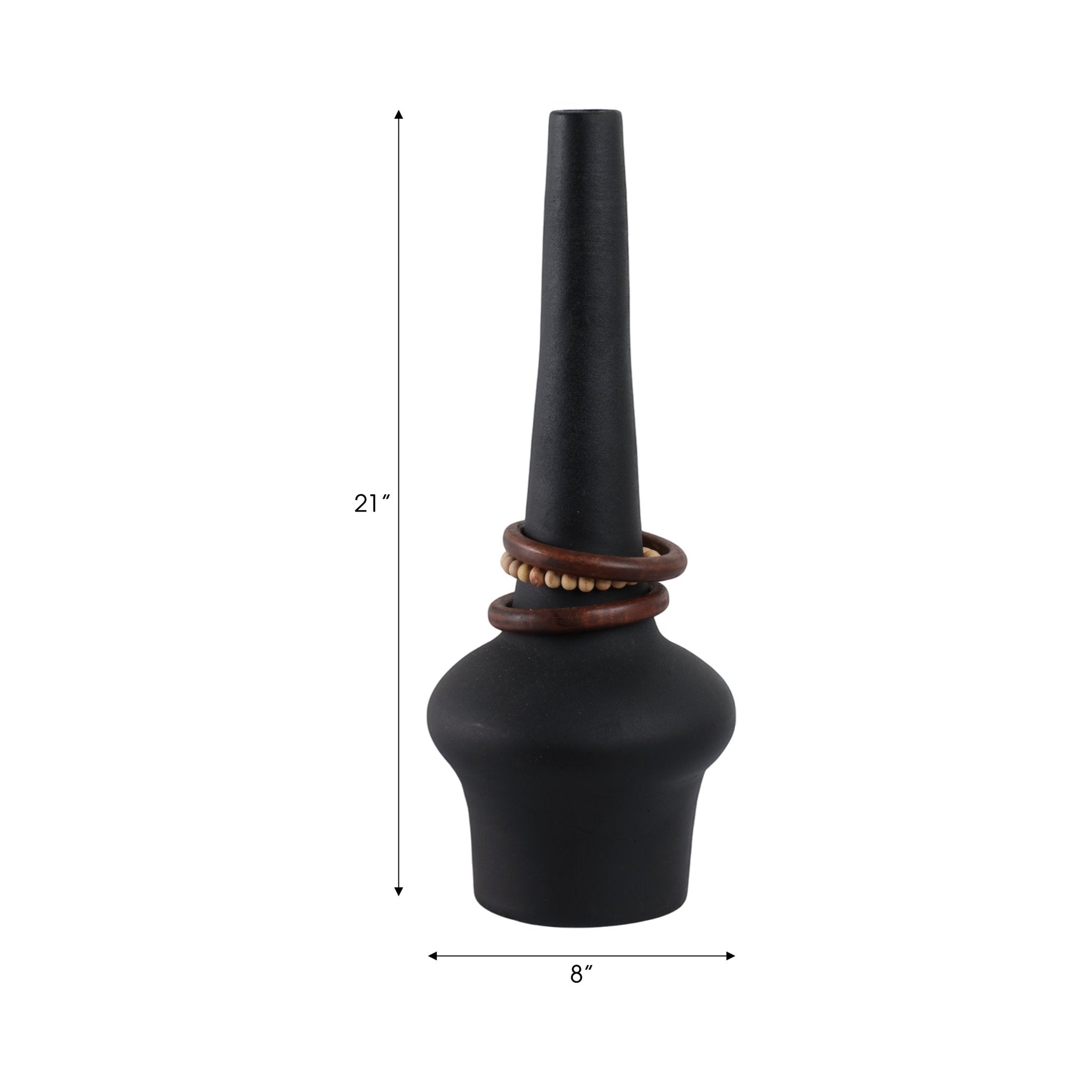 Tiago Vase With Wood Beads, Blk Vases and Jars| Sagebrook Home