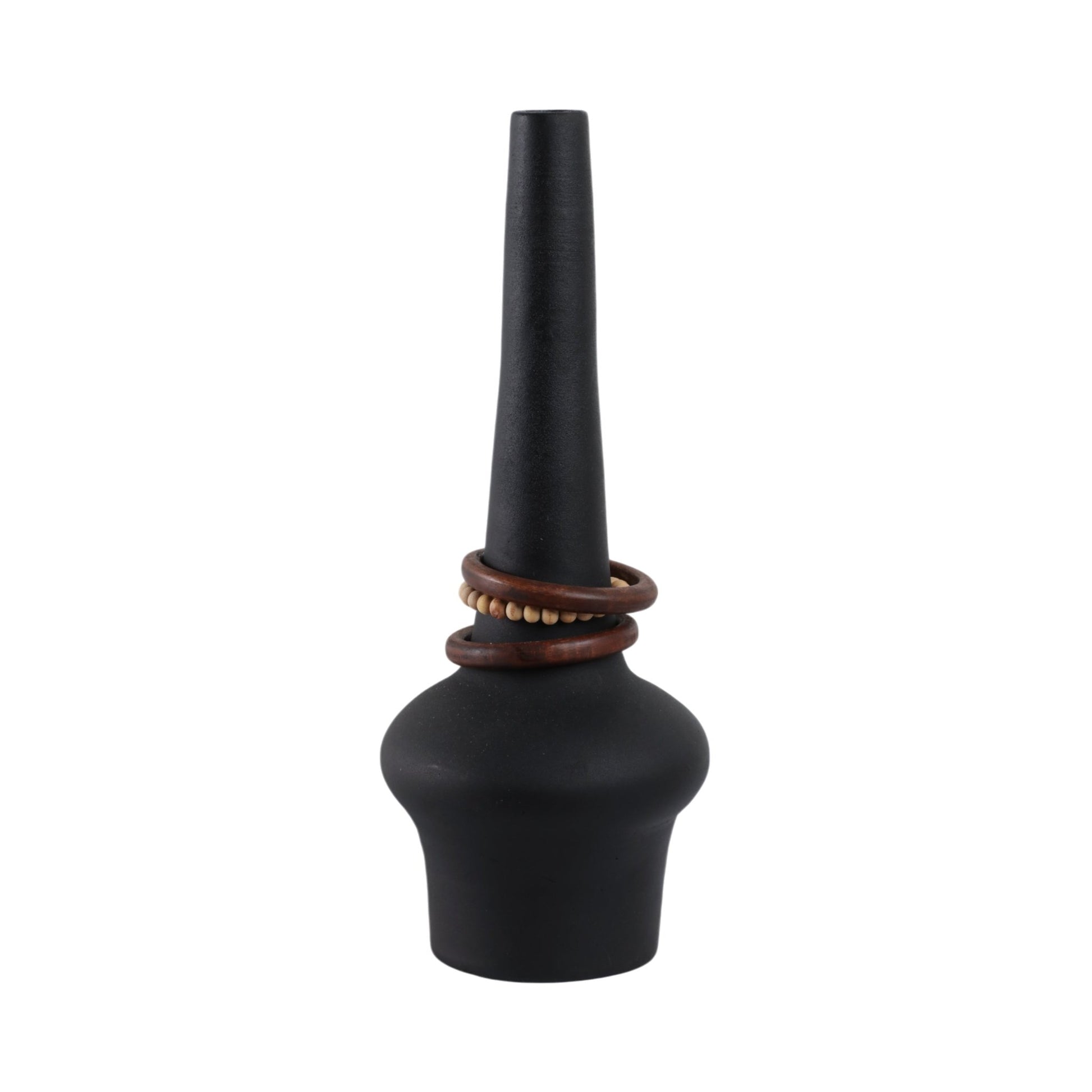 Tiago Vase With Wood Beads, Blk Vases and Jars| Sagebrook Home