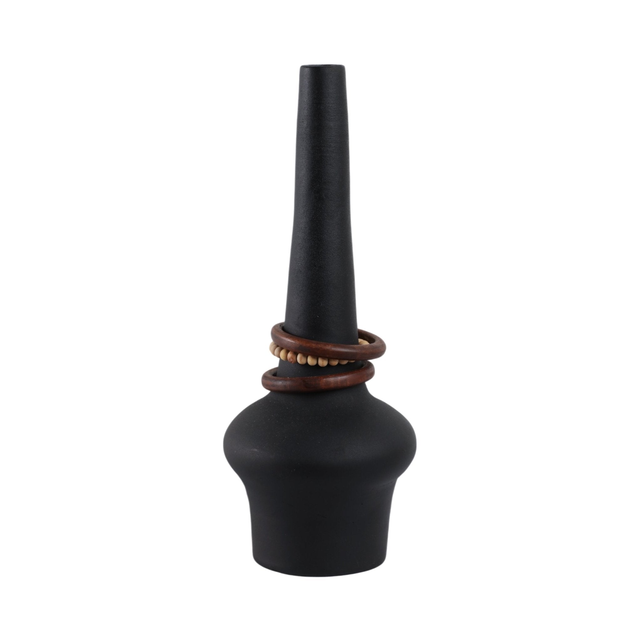 Tiago Vase With Wood Beads, Blk Vases and Jars| Sagebrook Home