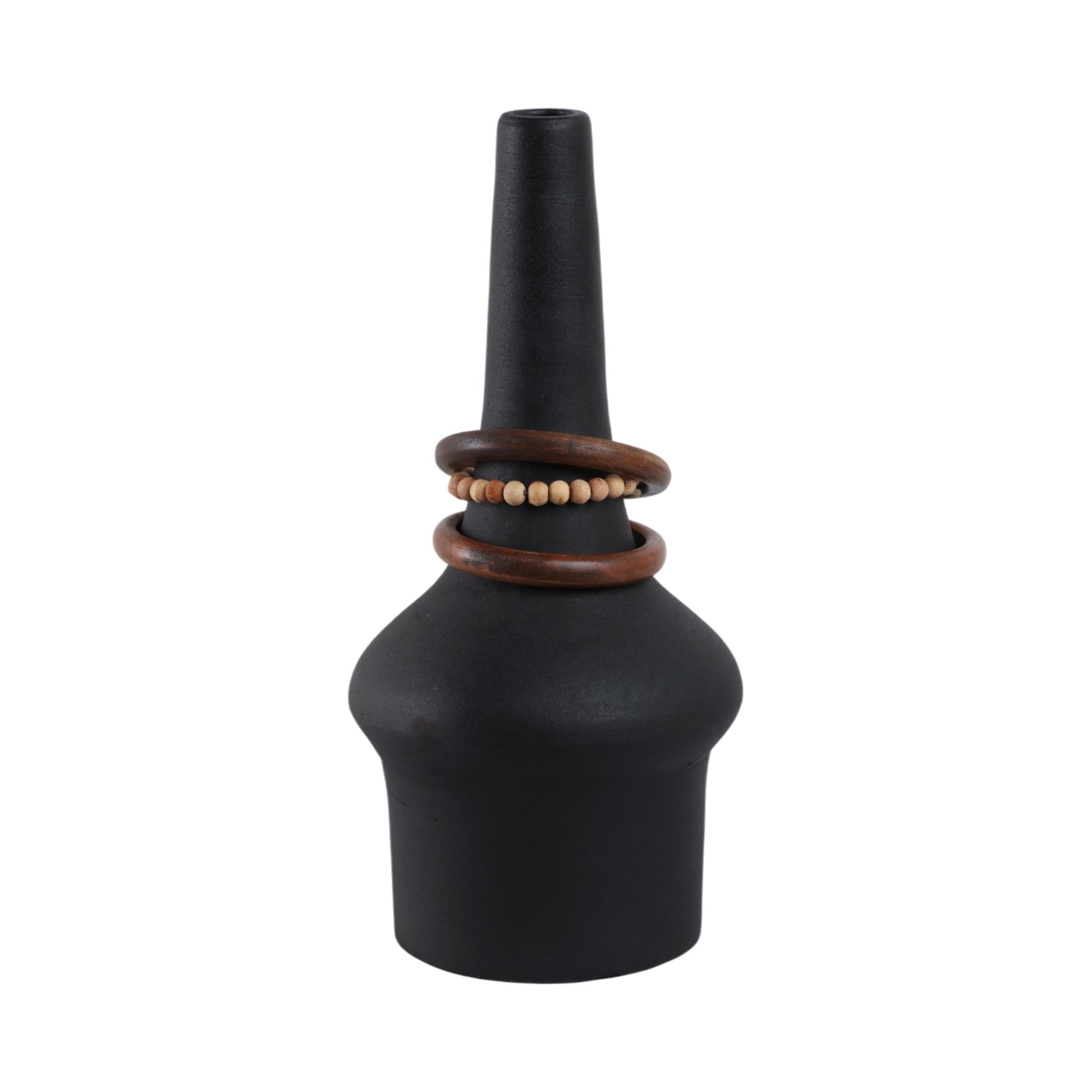 Tiago Vase With Wood Beads, Blk Vases and Jars| Sagebrook Home