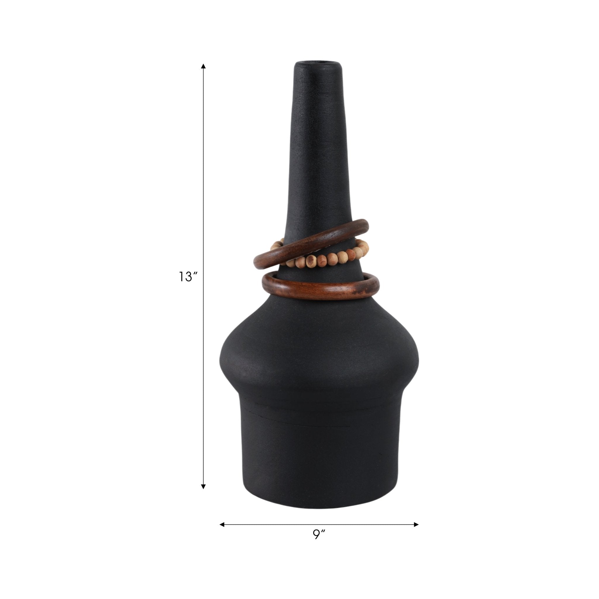 Tiago Vase With Wood Beads, Blk Vases and Jars| Sagebrook Home