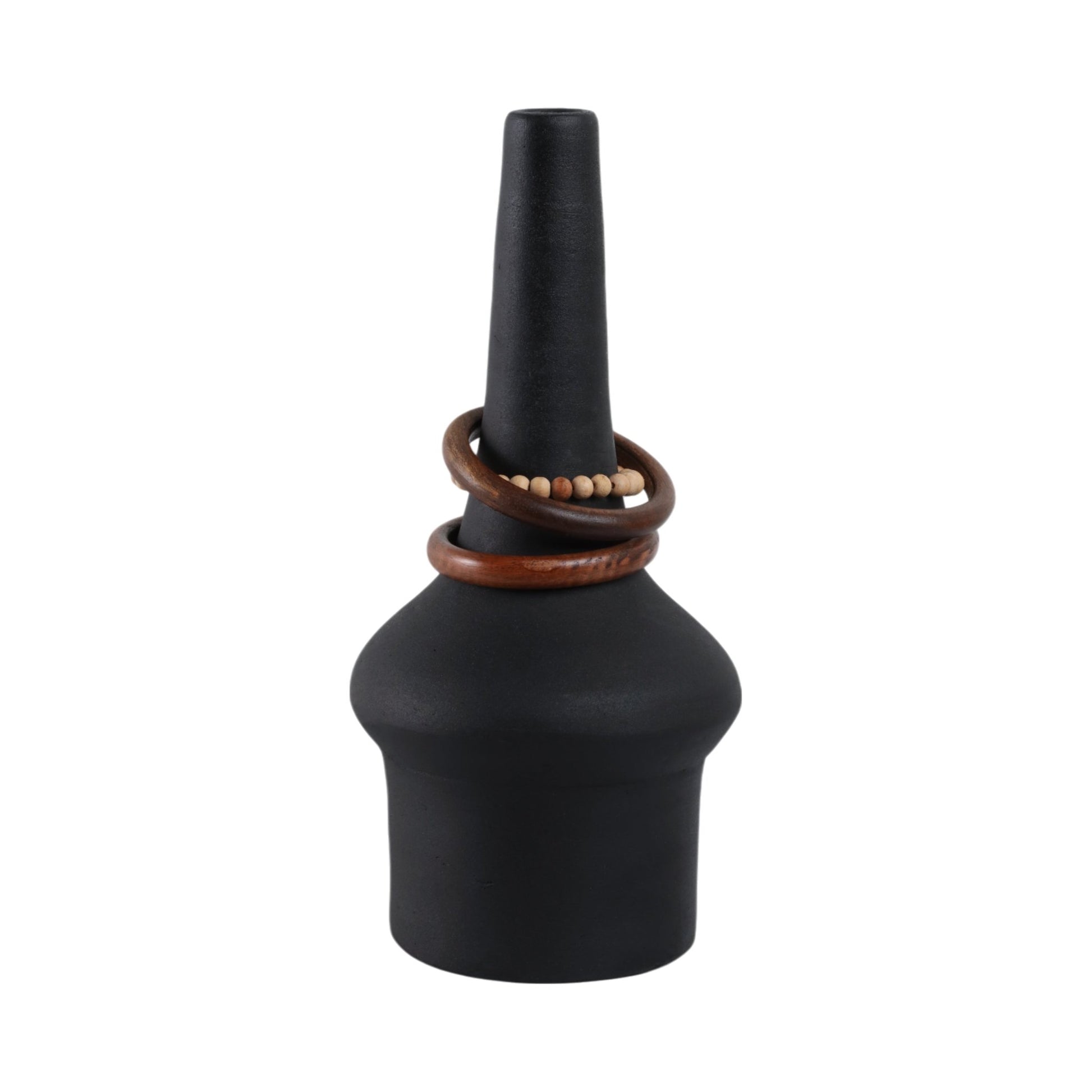Tiago Vase With Wood Beads, Blk Vases and Jars| Sagebrook Home