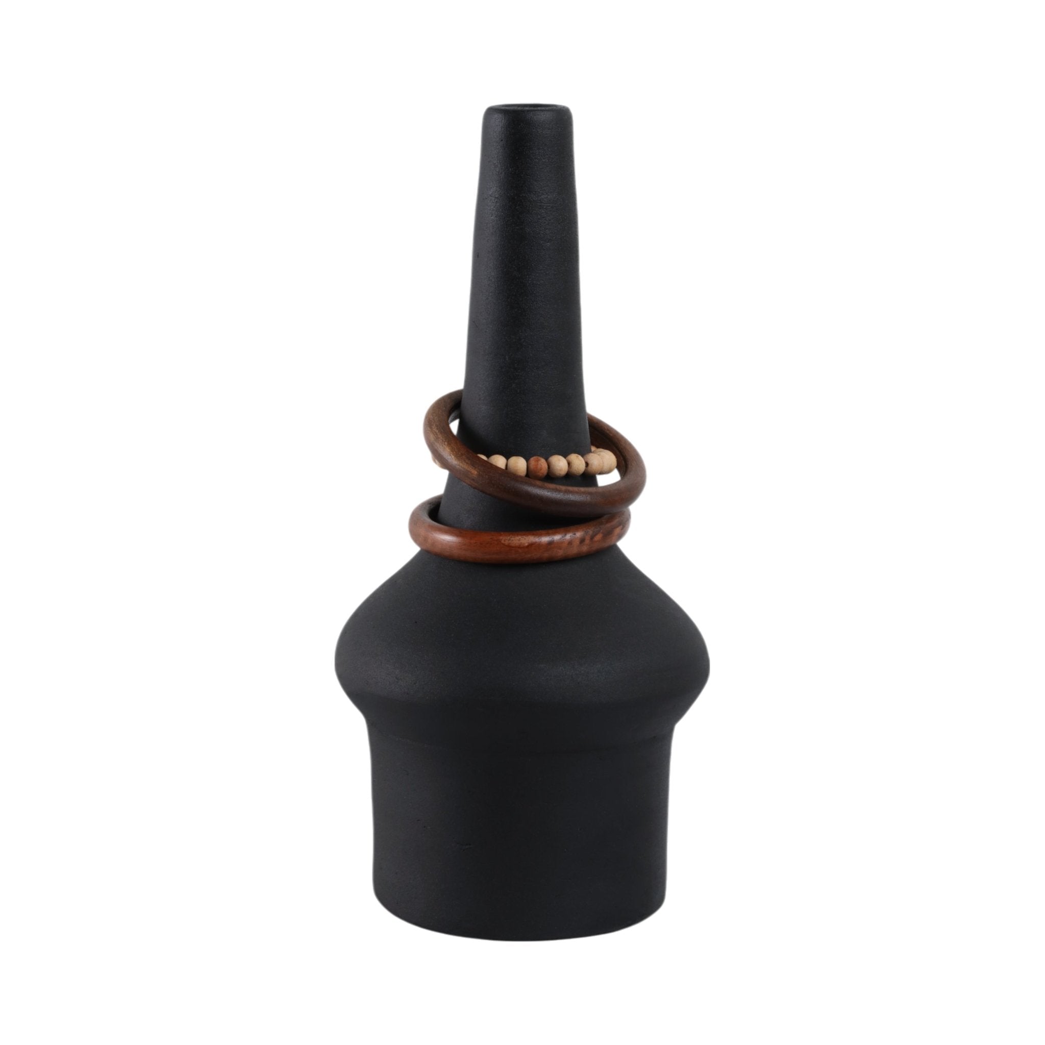 Tiago Vase With Wood Beads, Blk Vases and Jars| Sagebrook Home