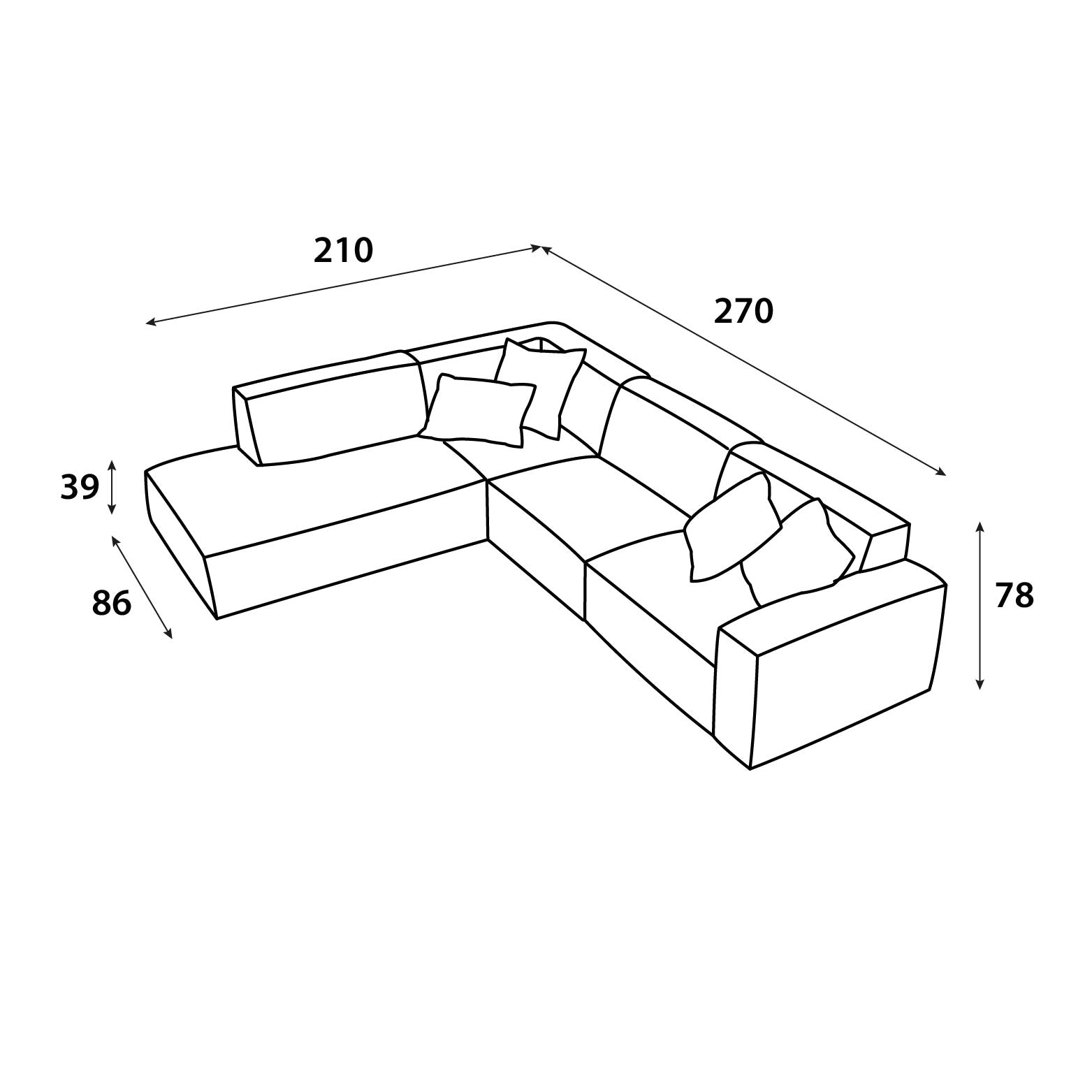 Tiffany corner sofa model "Sahar" in size 270×210 Sectionals| Oak