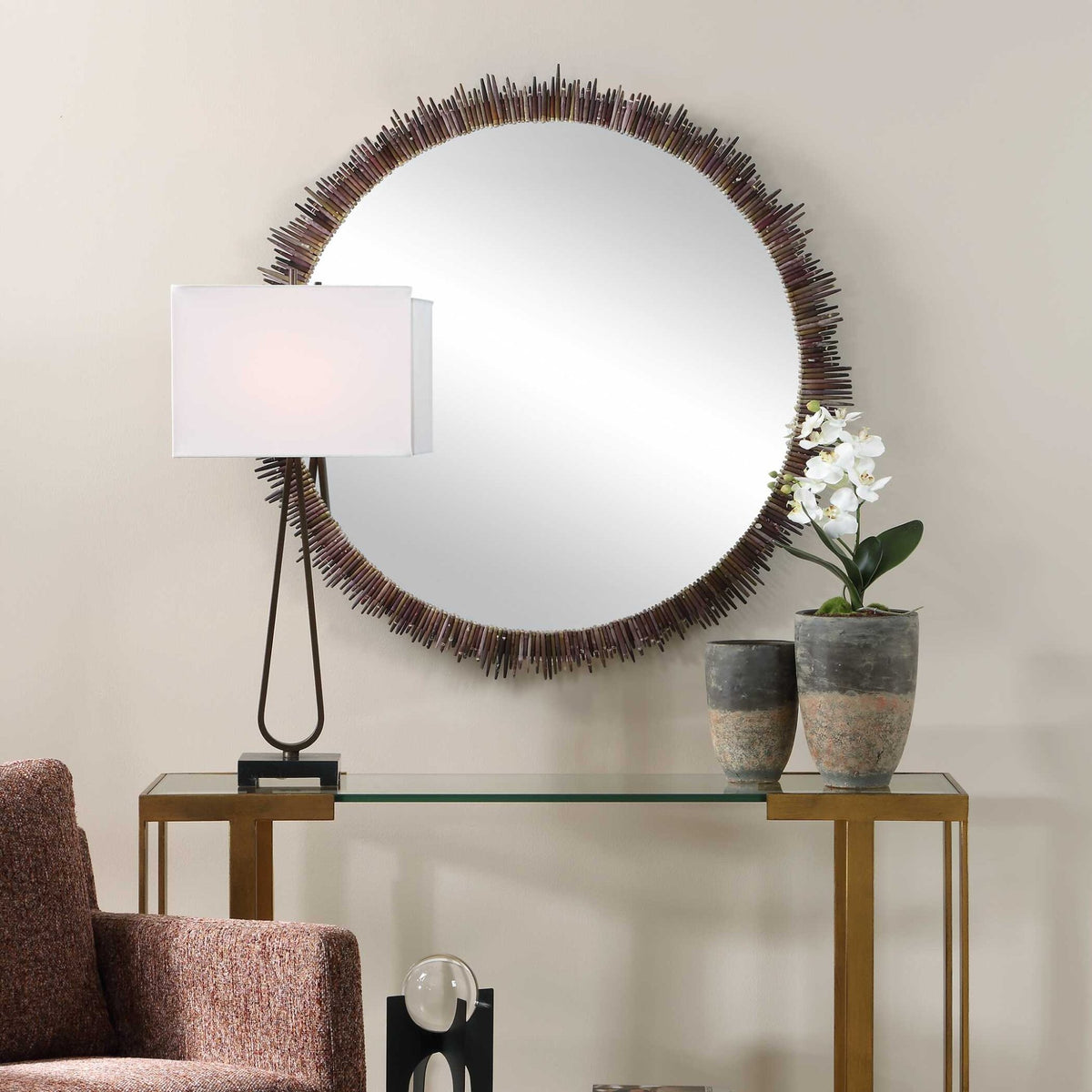 Tiger Sea Urchin Round Mirror Mirrors| Uttermost