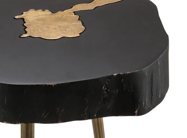 Timber Black and Brass Side Table - Al Rugaib Furniture