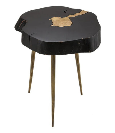 Timber Black and Brass Side Table - Al Rugaib Furniture