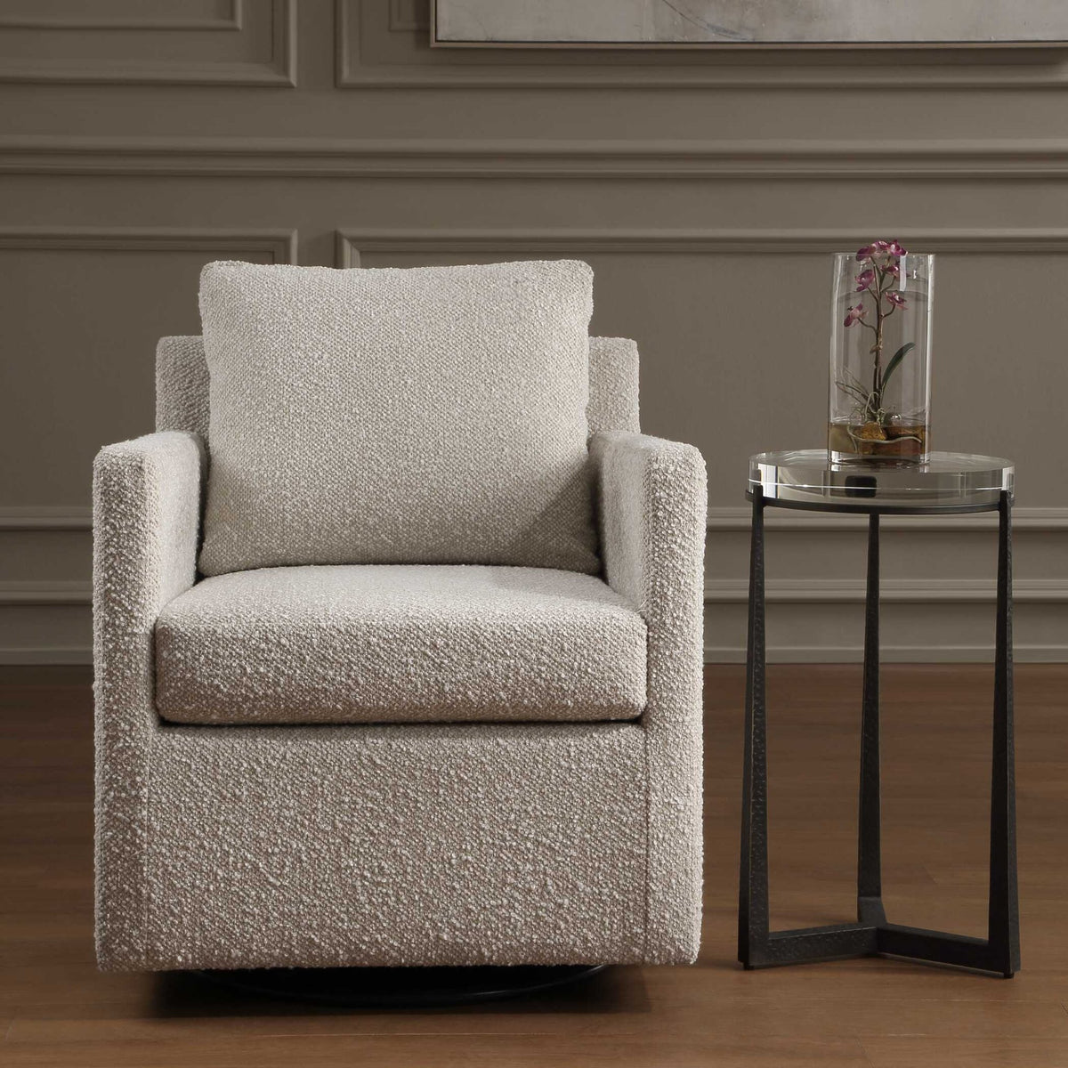 Tisdell Cream Swivel/Glider Chair Chairs| Uttermost