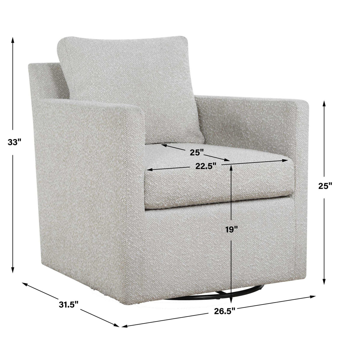Tisdell Cream Swivel/Glider Chair Chairs| Uttermost