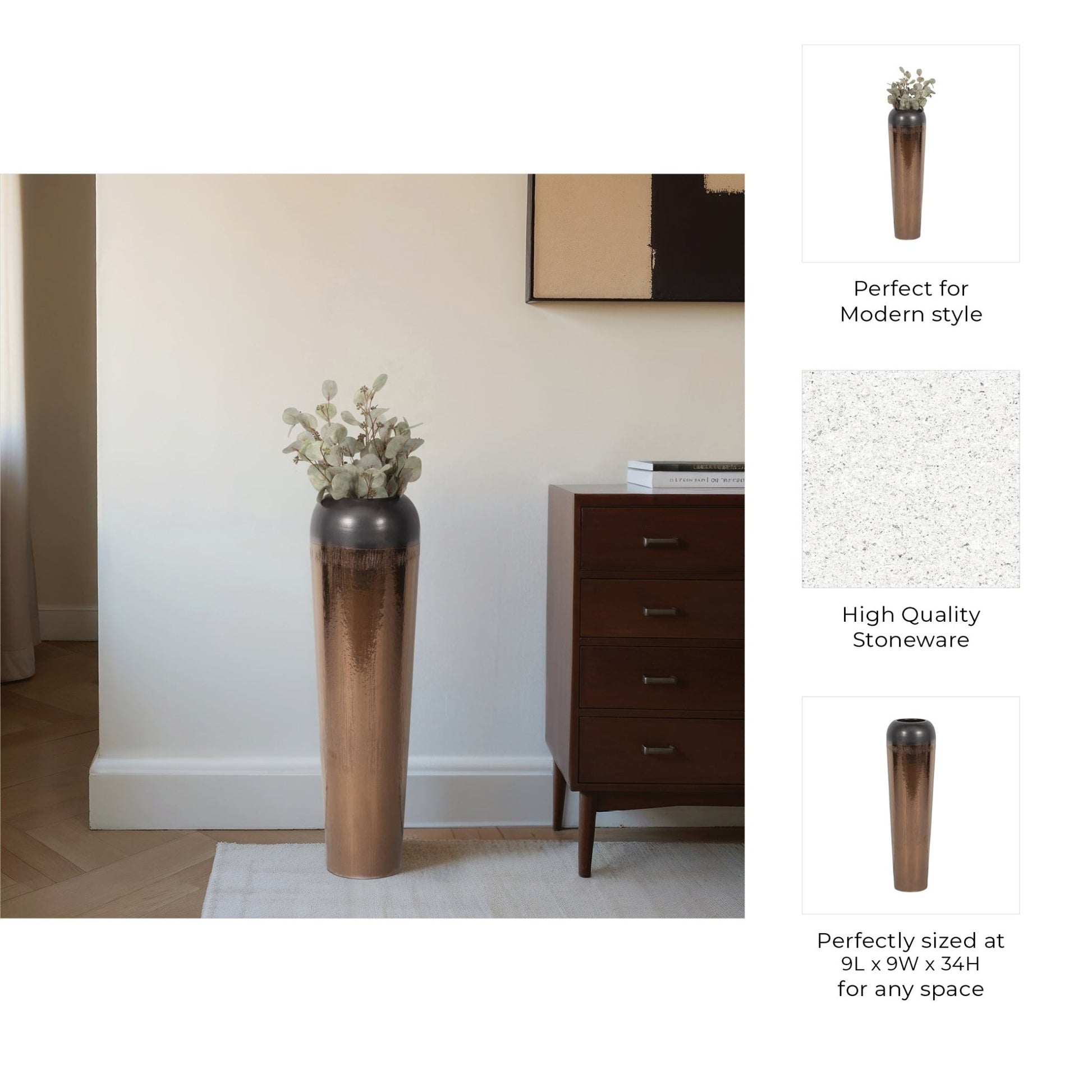 Tiziano Ceramic Bronze Floor Vase Vases and Jars| Sagebrook Home