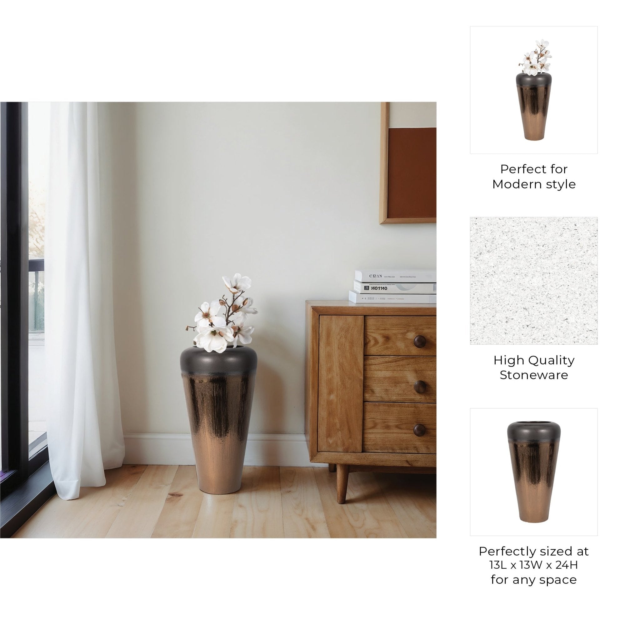 Tiziano Ceramic Bronze Floor Vase Vases and Jars| Sagebrook Home