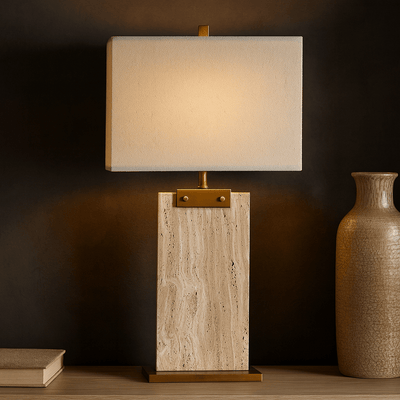Topaz Travertine Table Lamp - Al Rugaib Furniture