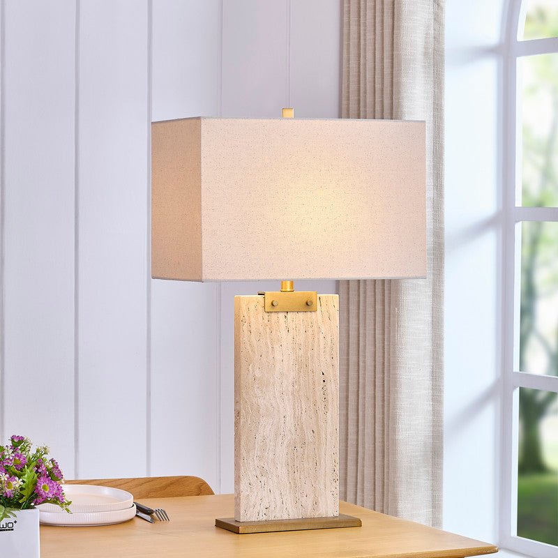 Topaz Travertine Table Lamp - Al Rugaib Furniture