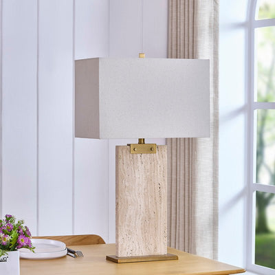 Topaz Travertine Table Lamp - Al Rugaib Furniture