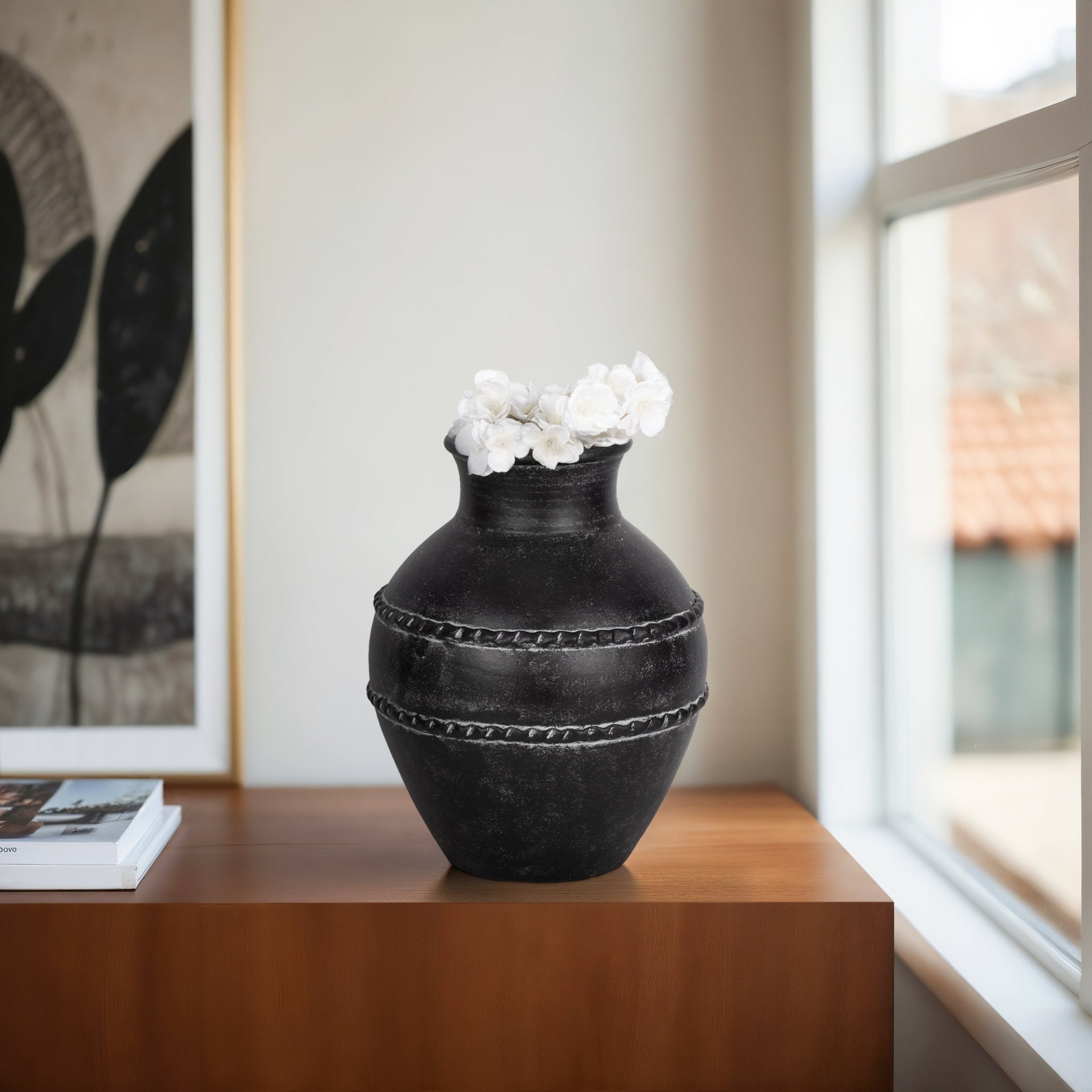Traditional Terracotta Vase, Black Vases and Jars| Sagebrook Home