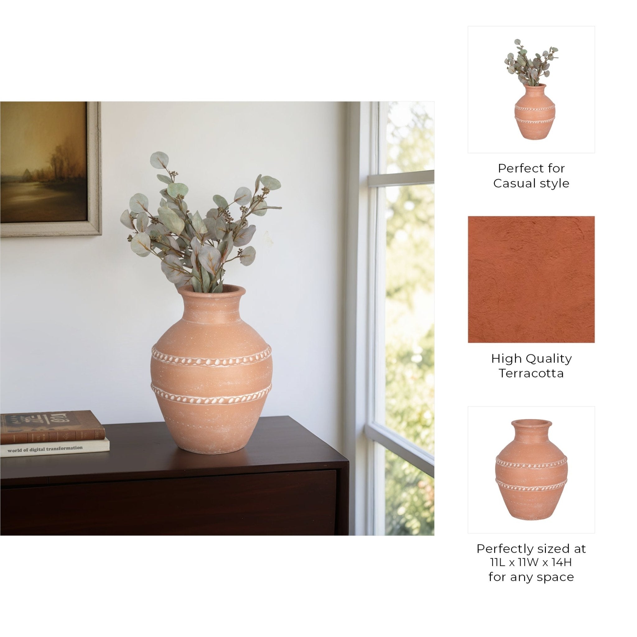 Traditional Terracotta Vase, Terracotta Vases and Jars| Sagebrook Home