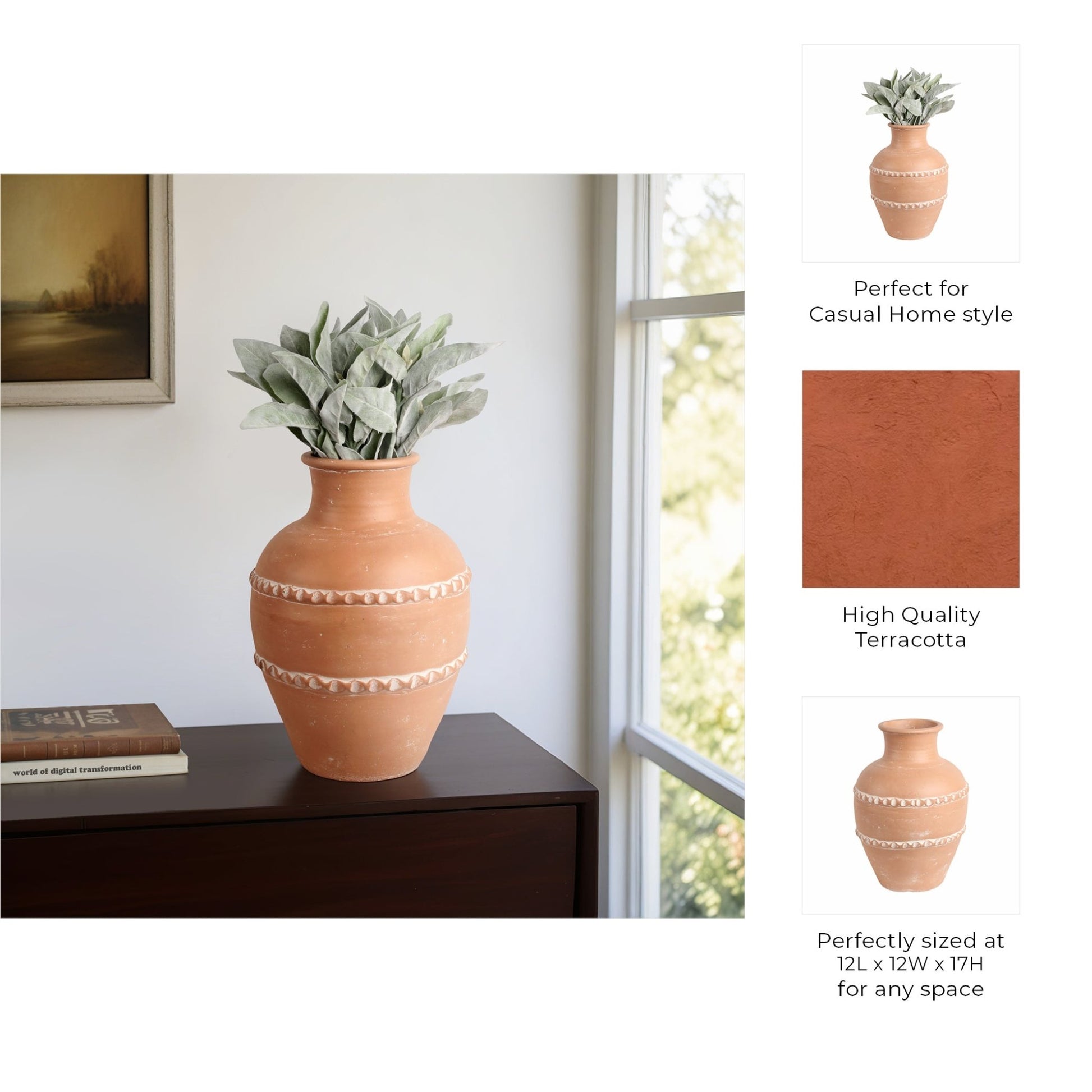 Traditional Terracotta Vase, Terracotta Vases and Jars| Sagebrook Home