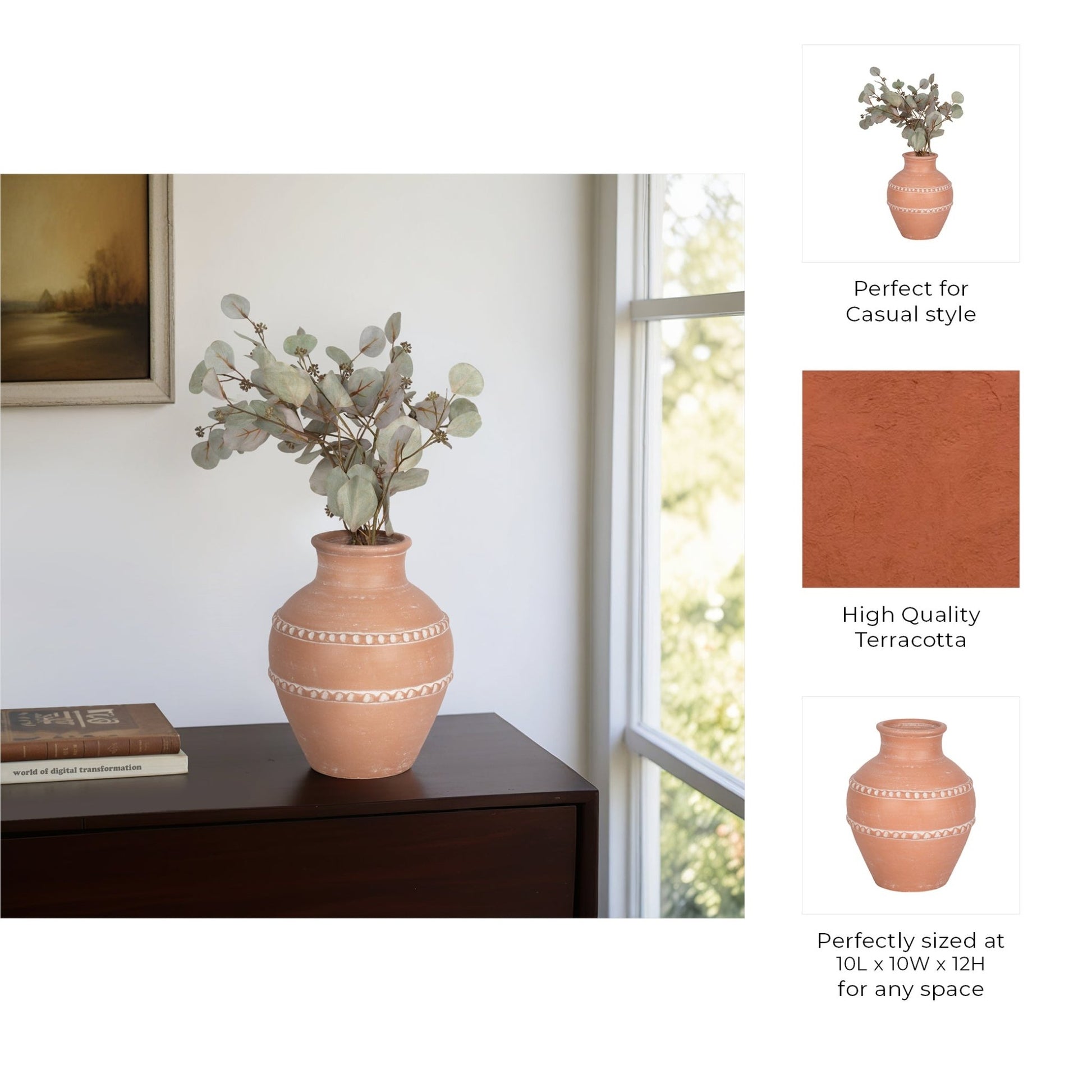 Traditional Terracotta Vase, Terracotta Vases and Jars| Sagebrook Home