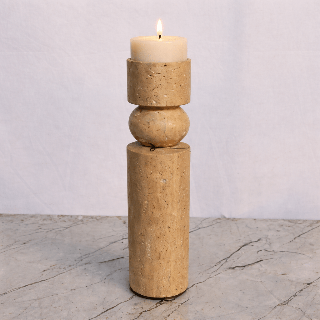Travertine Candle Holder Large Candle Holders| Roots Furniture