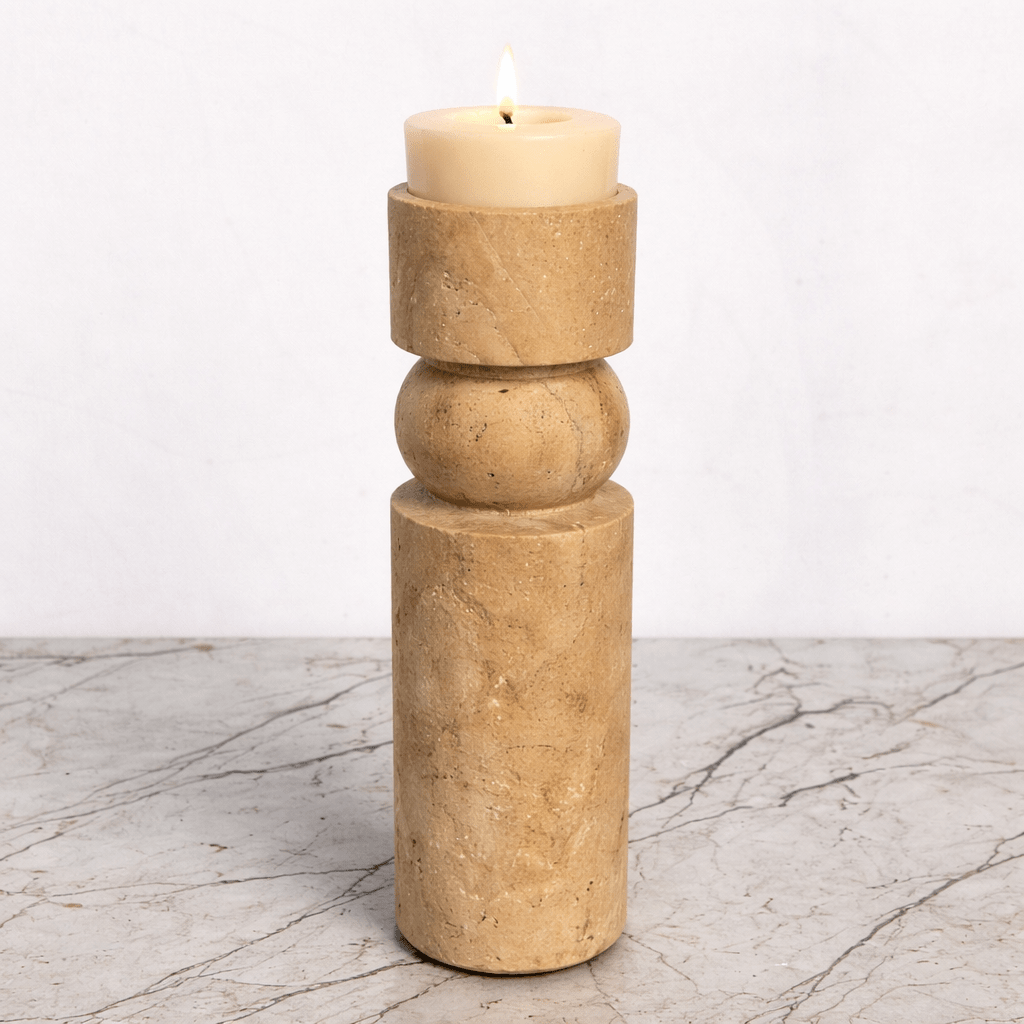 Travertine Candle Holder Small Candle Holders| Roots Furniture