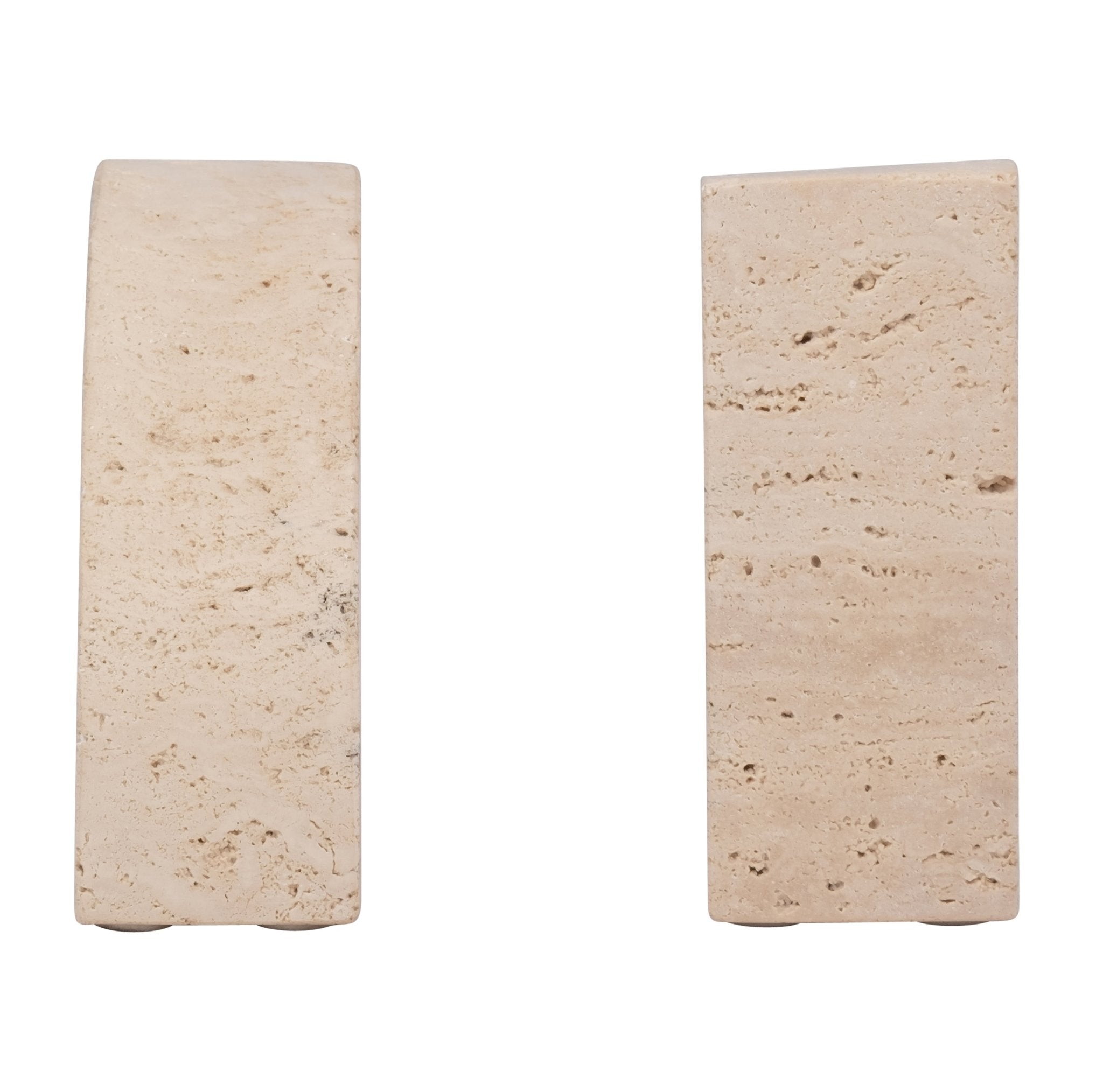 TRAVERTINE, S/2 5" HALF DOME BOOKENDS, TAN Table Decors| Sagebrook Home