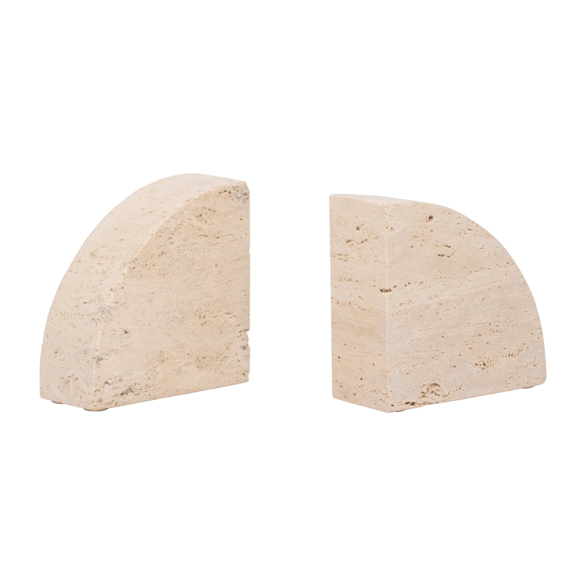 TRAVERTINE, S/2 5" HALF DOME BOOKENDS, TAN Table Decors| Sagebrook Home