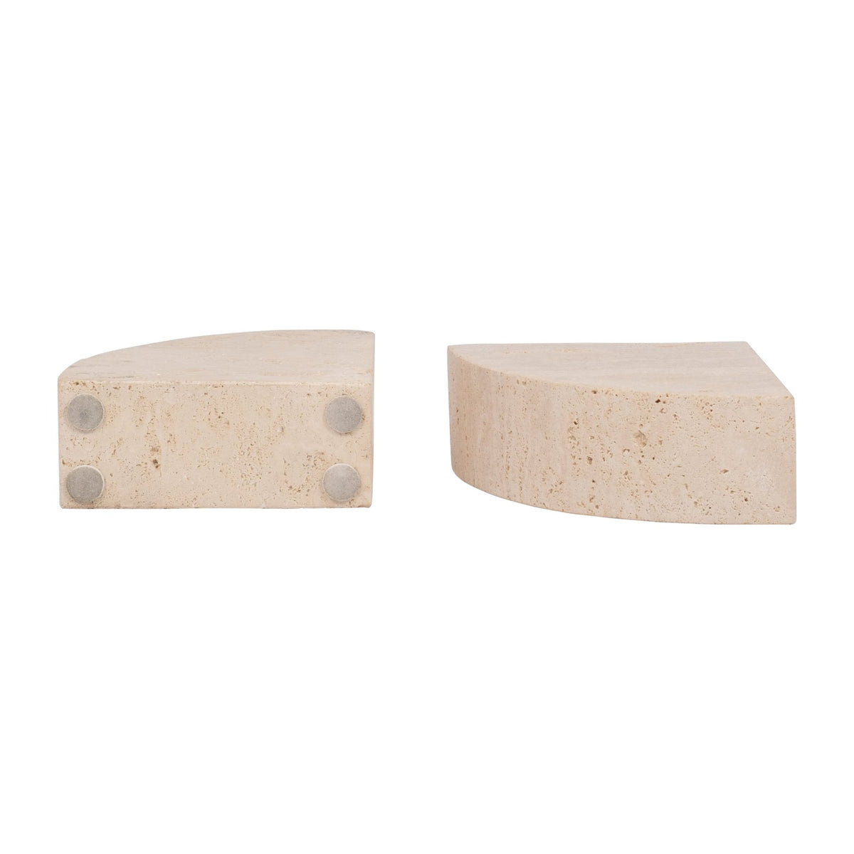 TRAVERTINE, S/2 5" HALF DOME BOOKENDS, TAN Table Decors| Sagebrook Home