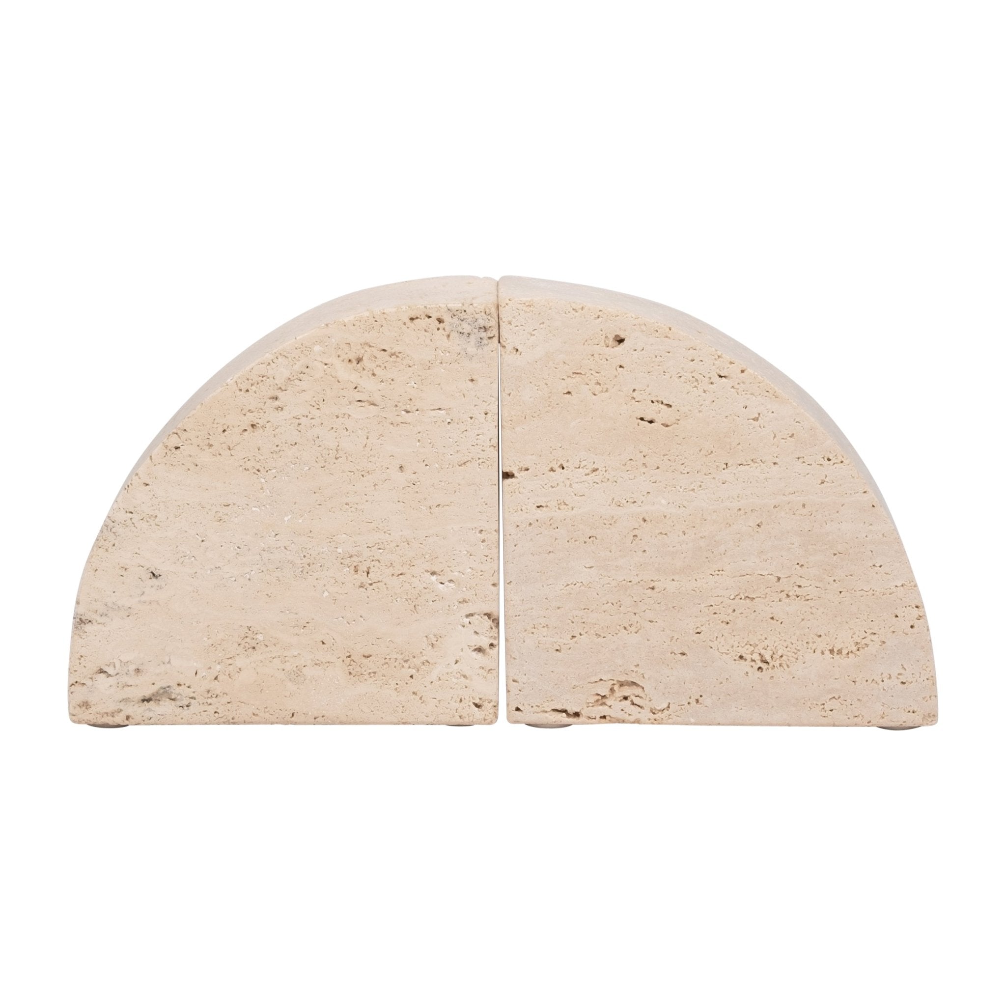 TRAVERTINE, S/2 5" HALF DOME BOOKENDS, TAN Table Decors| Sagebrook Home