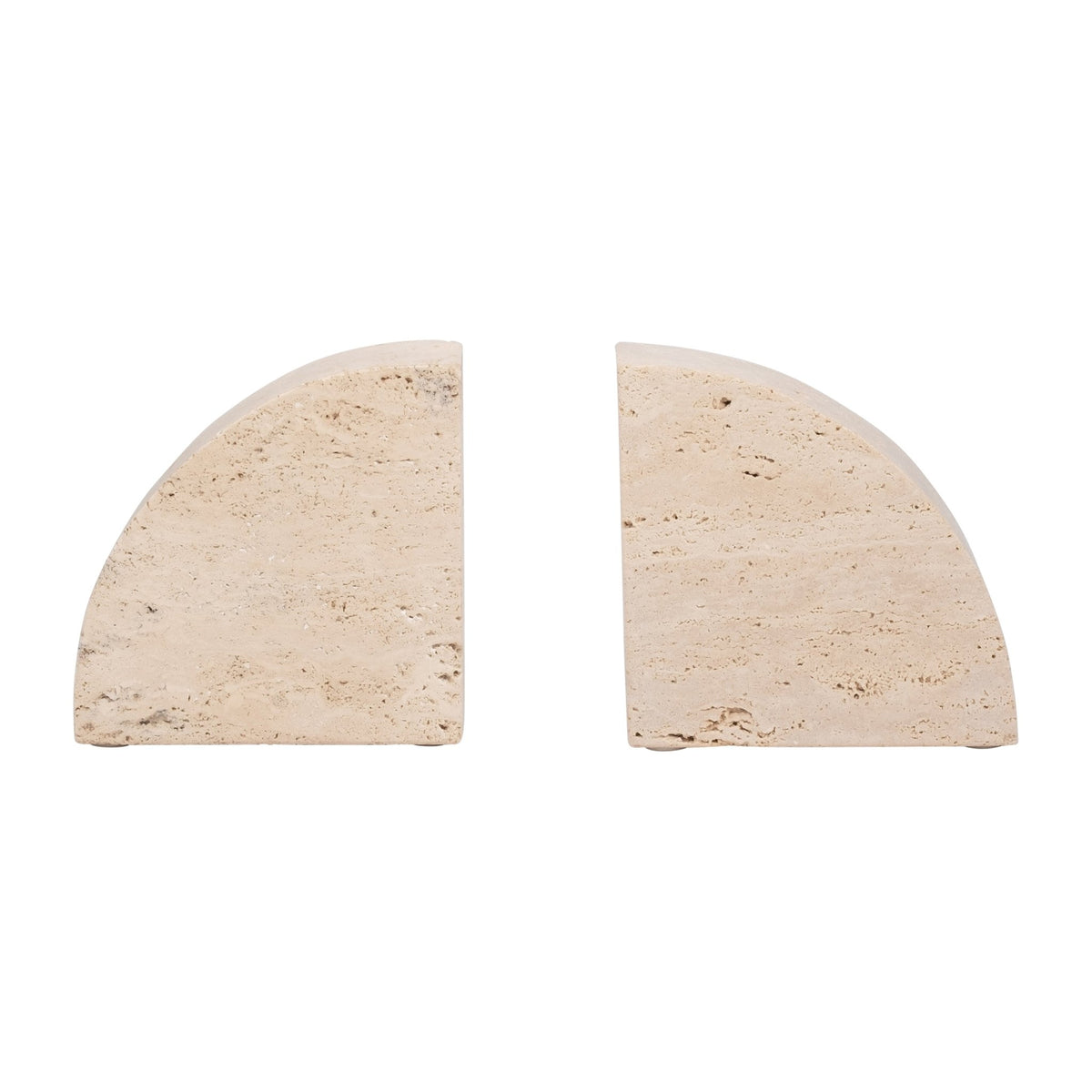 TRAVERTINE, S/2 5" HALF DOME BOOKENDS, TAN Table Decors| Sagebrook Home
