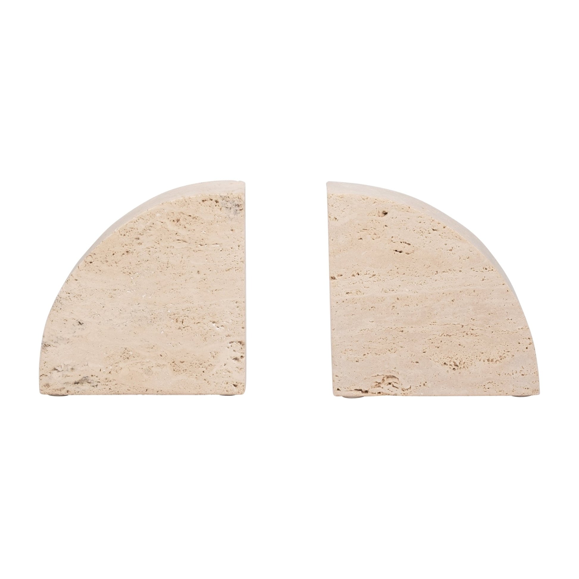 TRAVERTINE, S/2 5" HALF DOME BOOKENDS, TAN Table Decors| Sagebrook Home