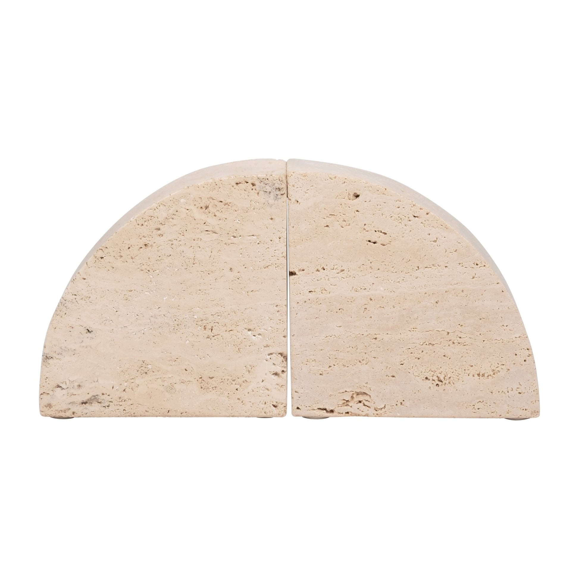TRAVERTINE, S/2 5" HALF DOME BOOKENDS, TAN Table Decors| Sagebrook Home