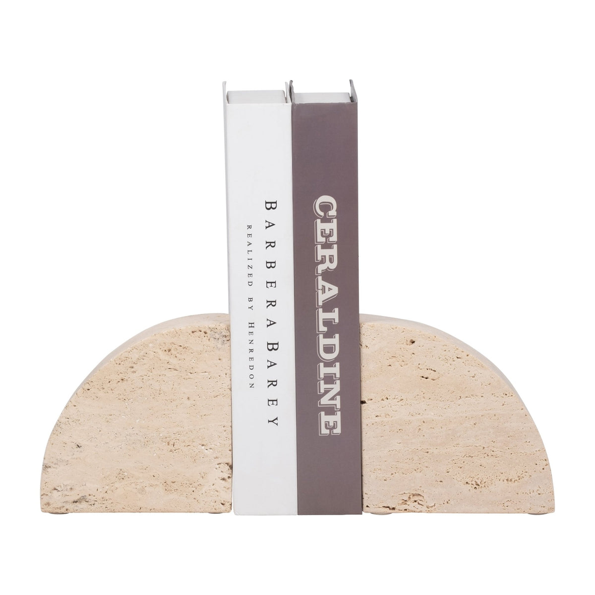 TRAVERTINE, S/2 5" HALF DOME BOOKENDS, TAN Table Decors| Sagebrook Home