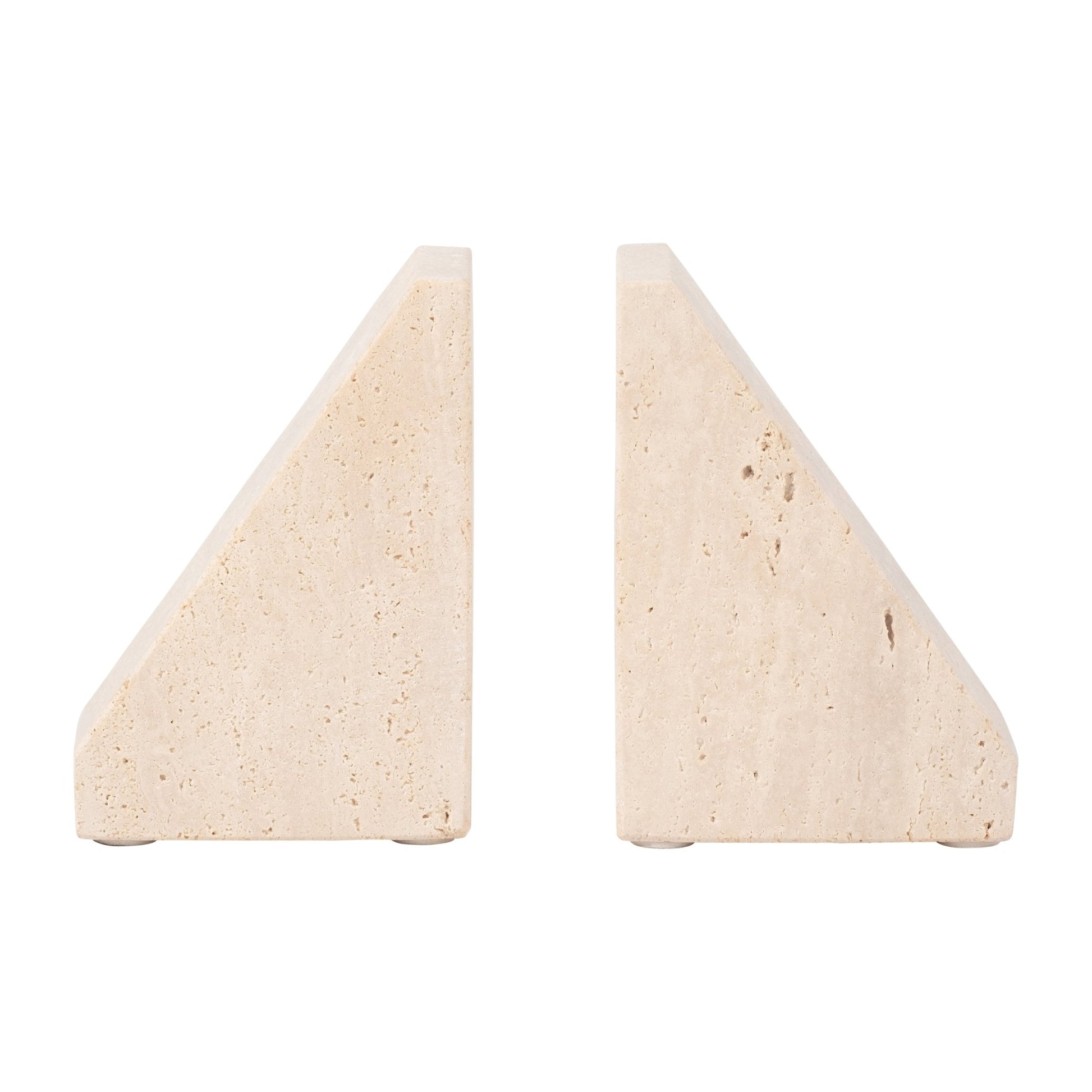 TRAVERTINE, S/2 5" TRIANGLE BOOKENDS, TAN Table Decors| Sagebrook Home