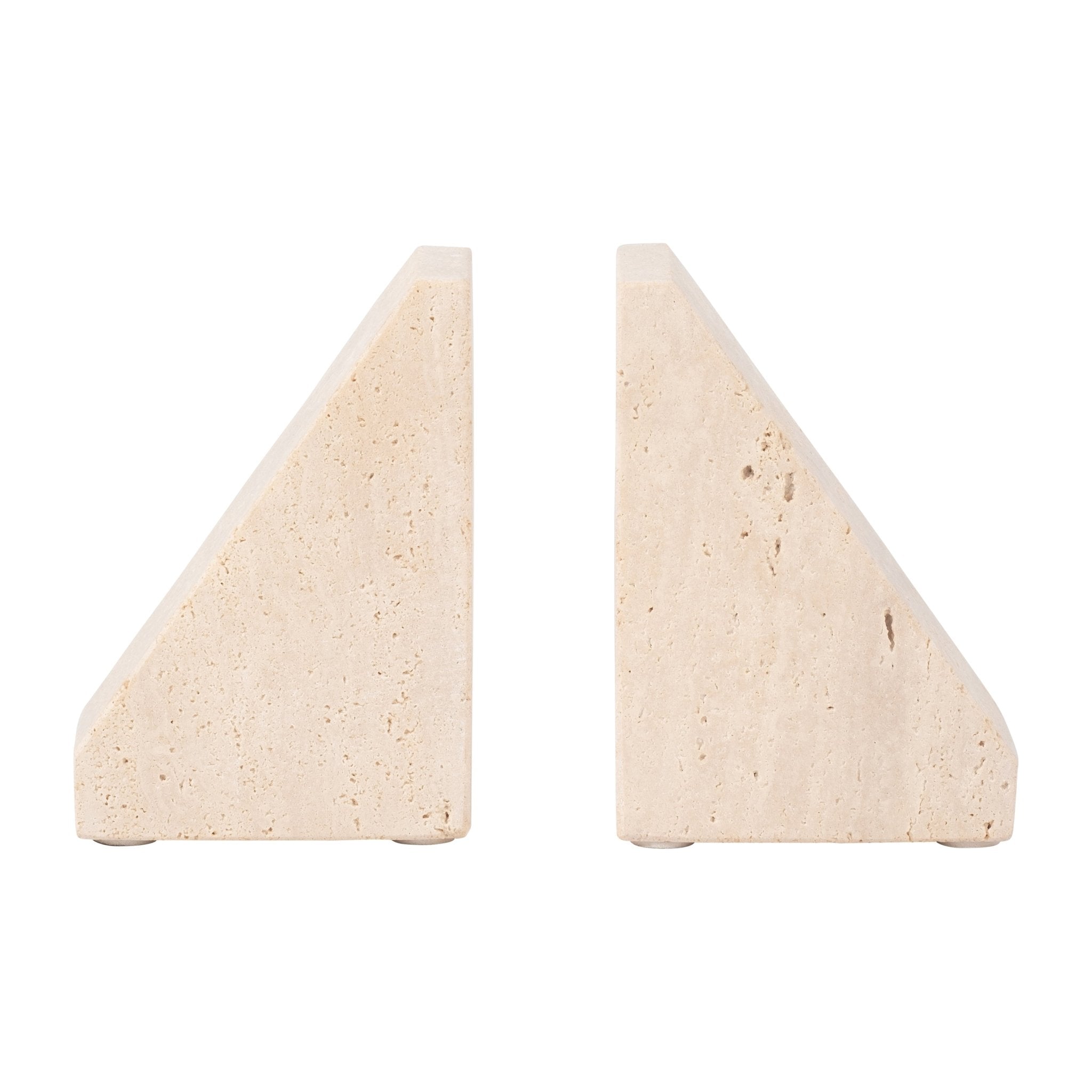 TRAVERTINE, S/2 5" TRIANGLE BOOKENDS, TAN Table Decors| Sagebrook Home