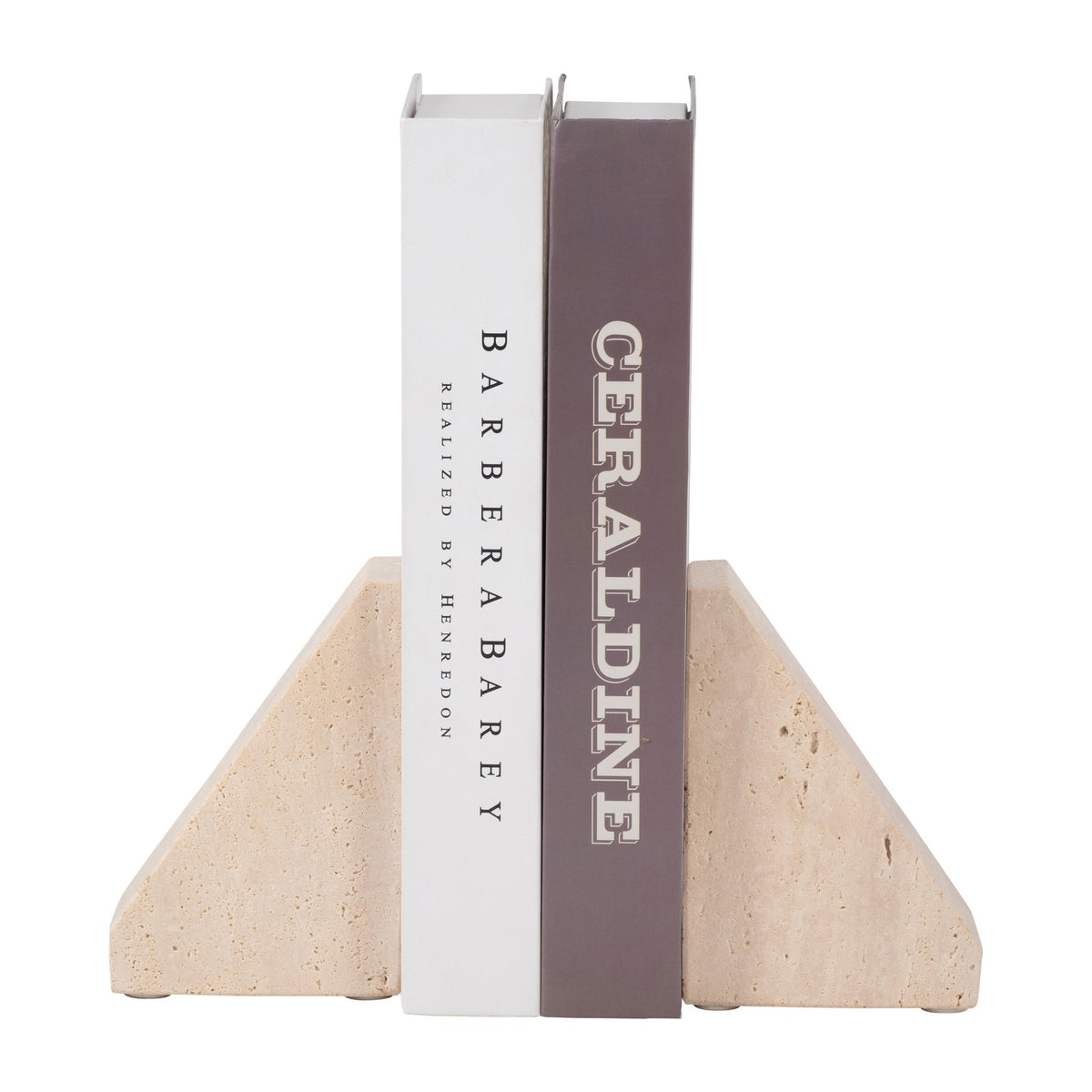 TRAVERTINE, S/2 5" TRIANGLE BOOKENDS, TAN Table Decors| Sagebrook Home