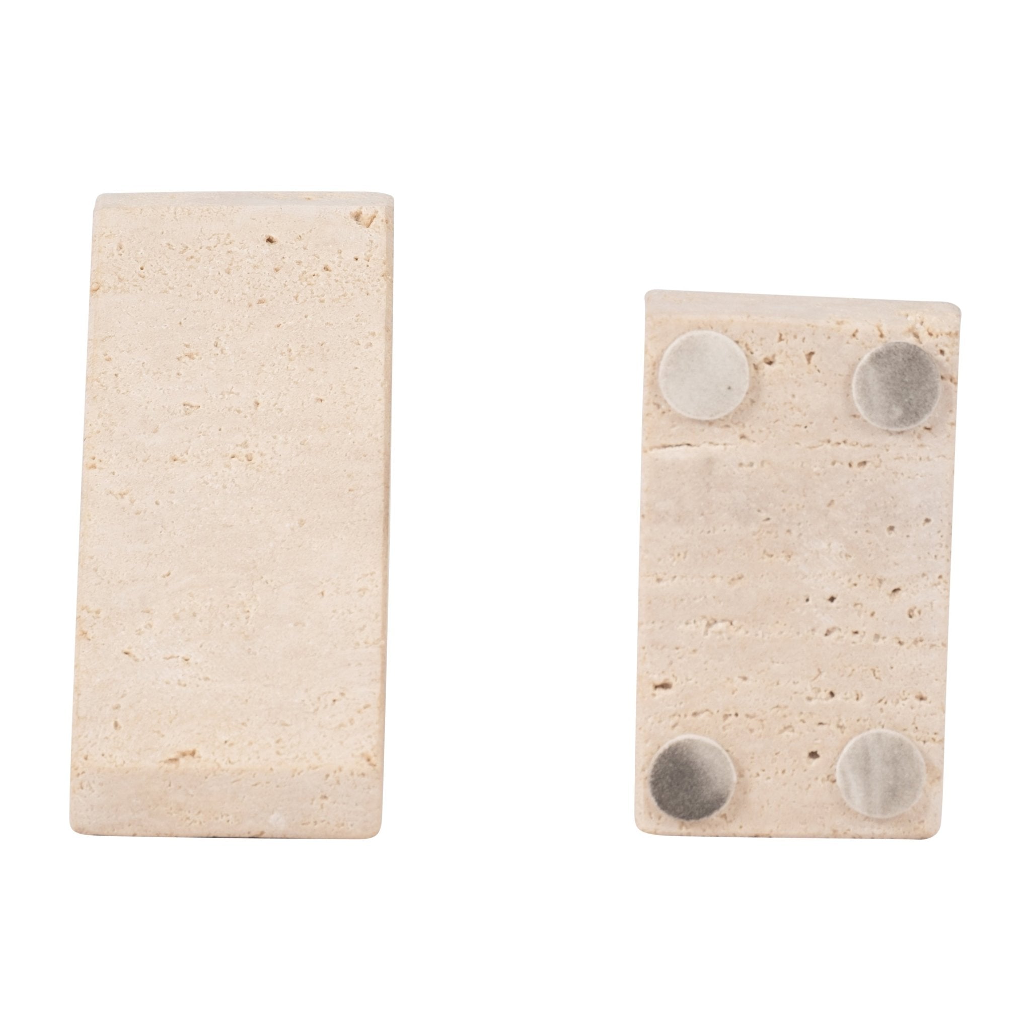 TRAVERTINE, S/2 5" TRIANGLE BOOKENDS, TAN Table Decors| Sagebrook Home