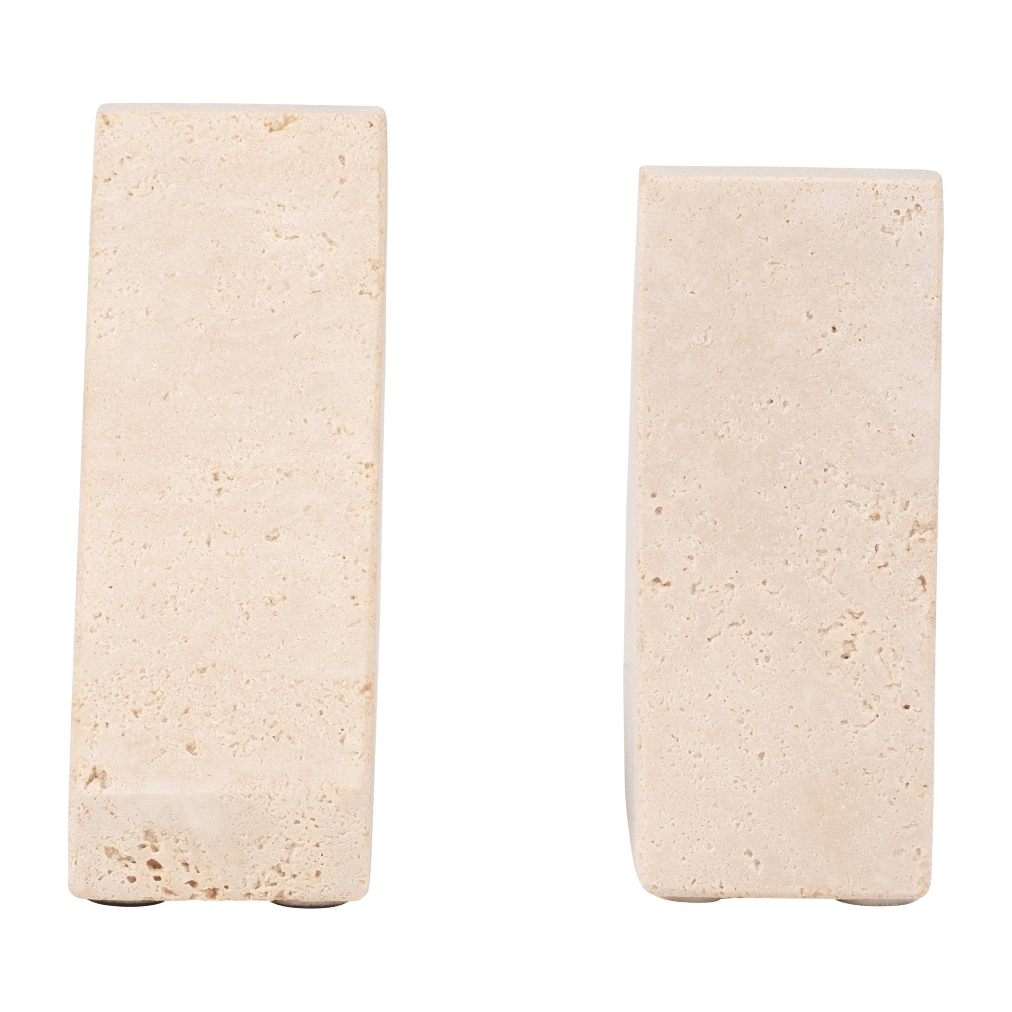 TRAVERTINE, S/2 5" TRIANGLE BOOKENDS, TAN Table Decors| Sagebrook Home