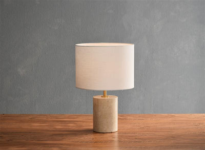 TRAVERTINE TABLE LAMP W / SHADE - Al Rugaib Furniture