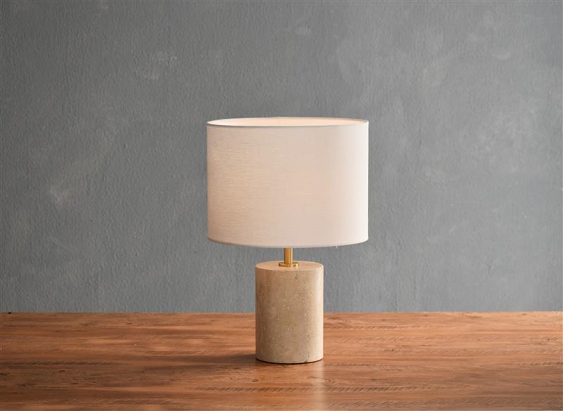 TRAVERTINE TABLE LAMP W / SHADE - Al Rugaib Furniture